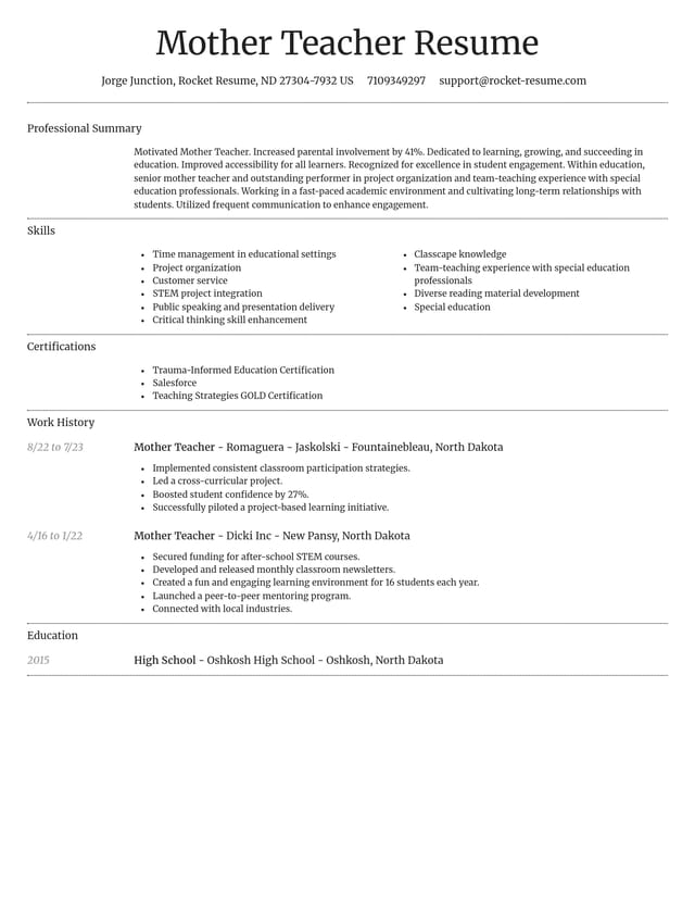 Dignified resume template
