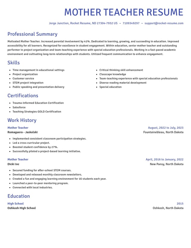 Novel resume template