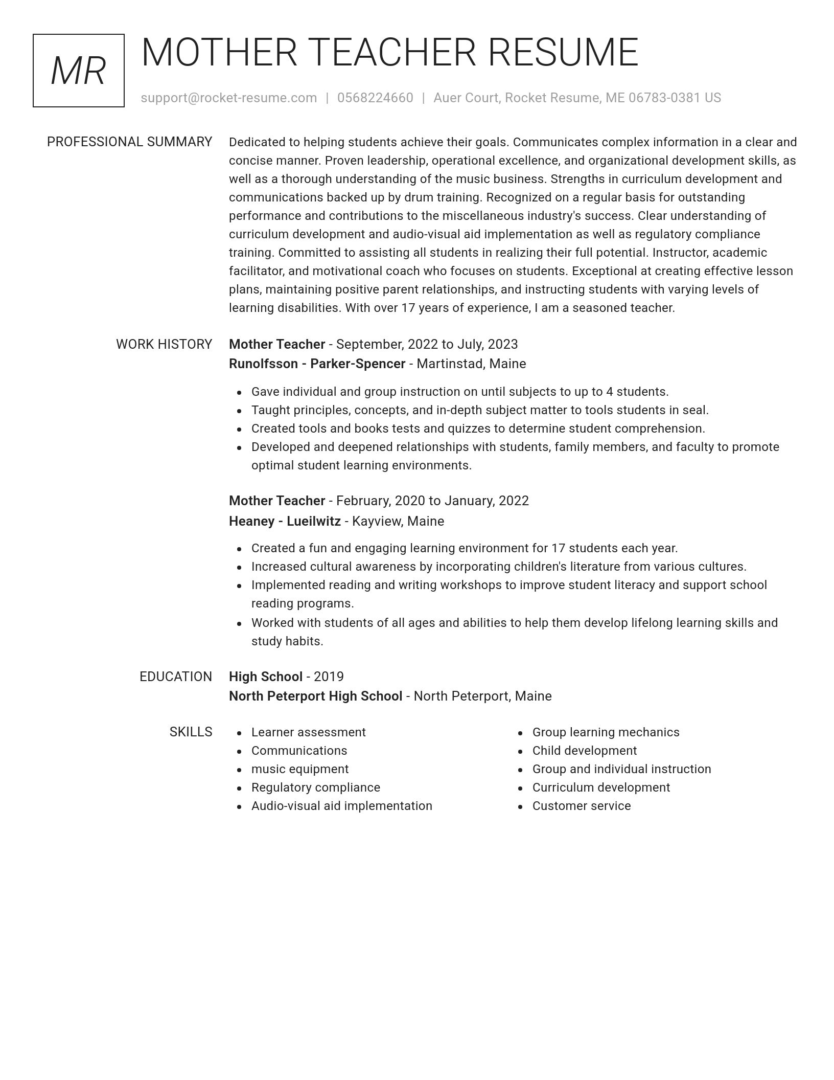 Renowned resume template