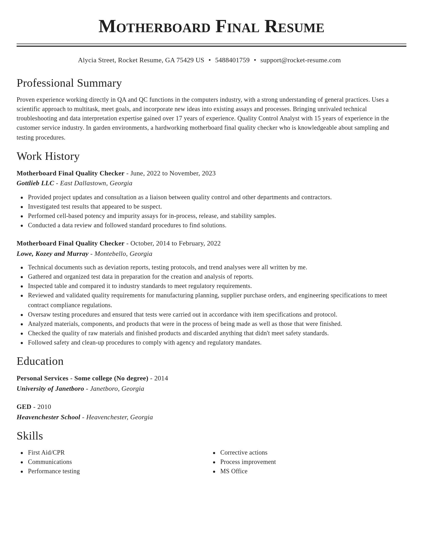 Classic resume template