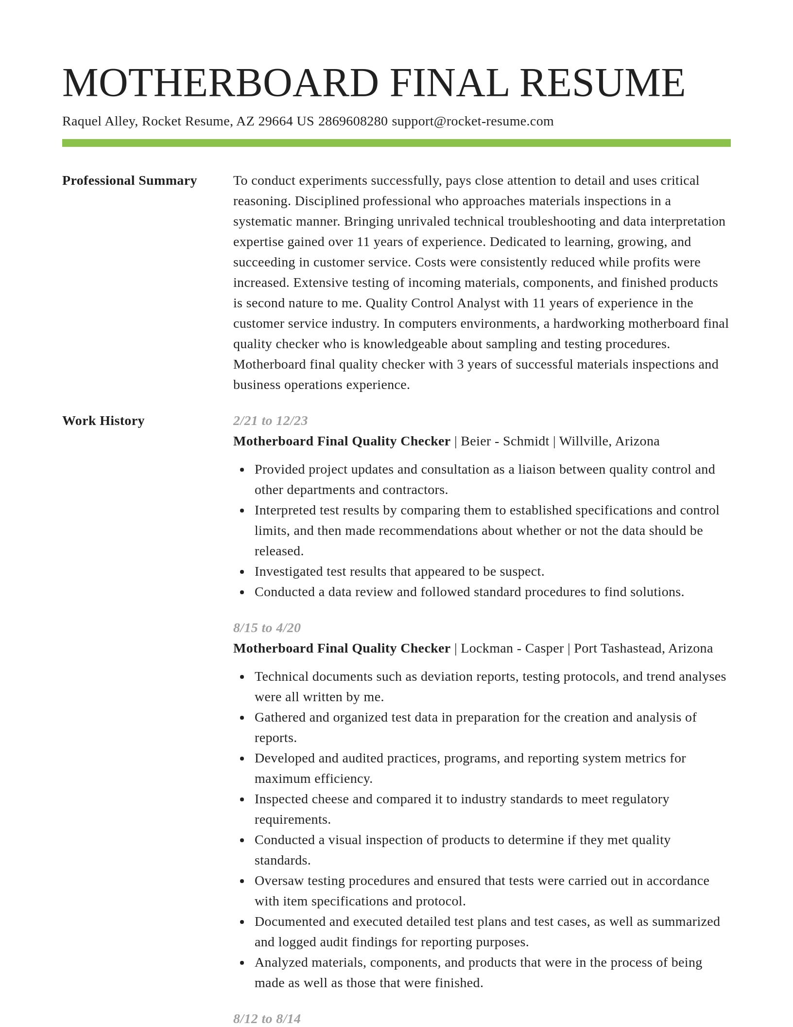 Smart resume template
