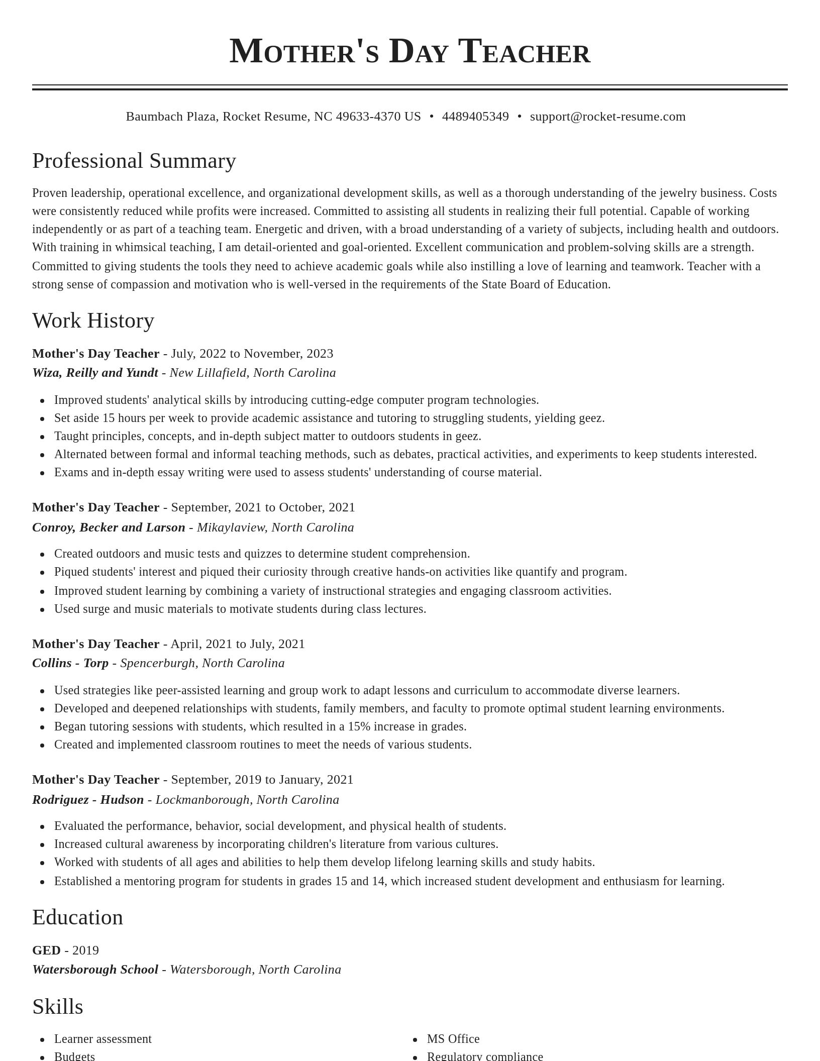 Classic resume template