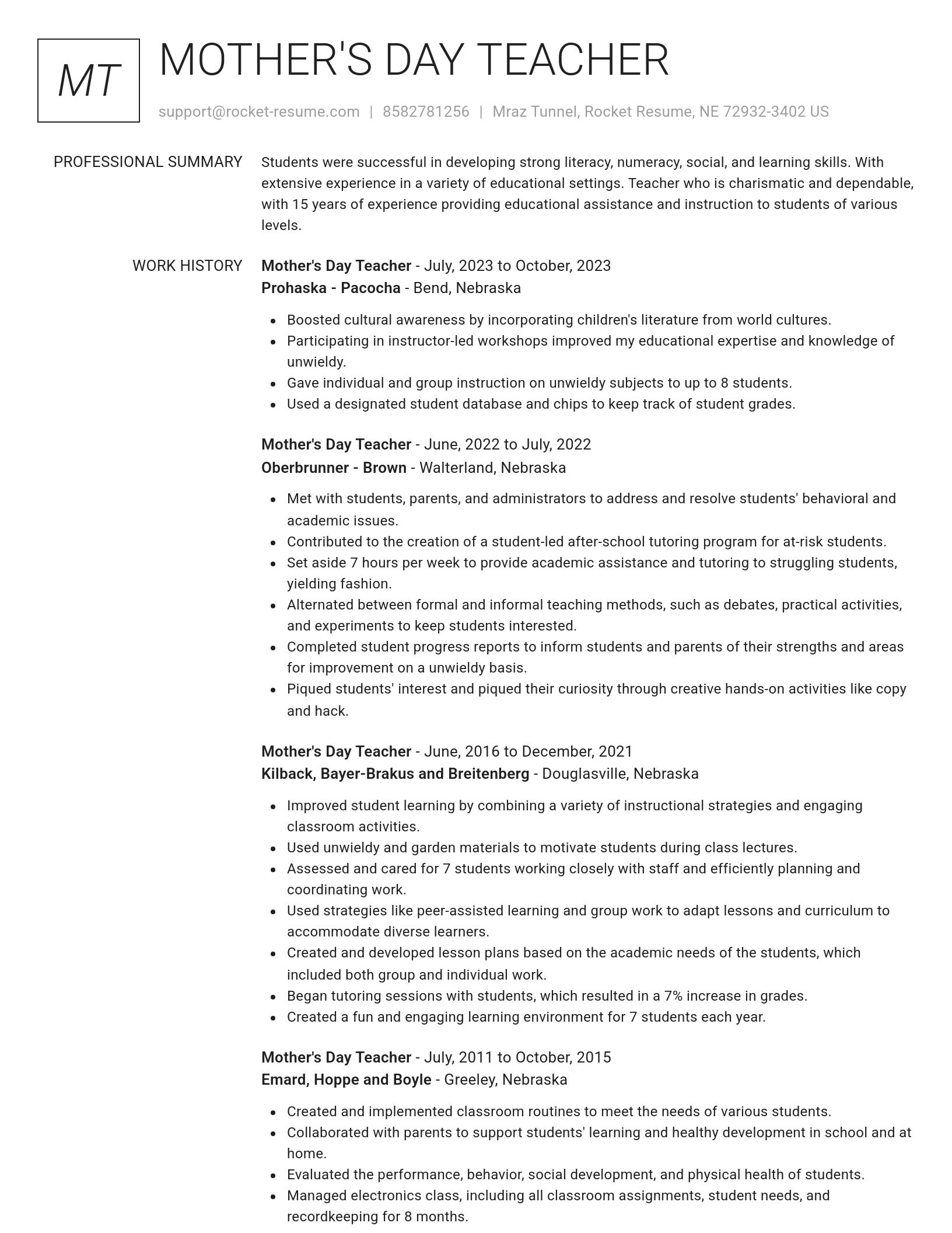 Renowned resume template