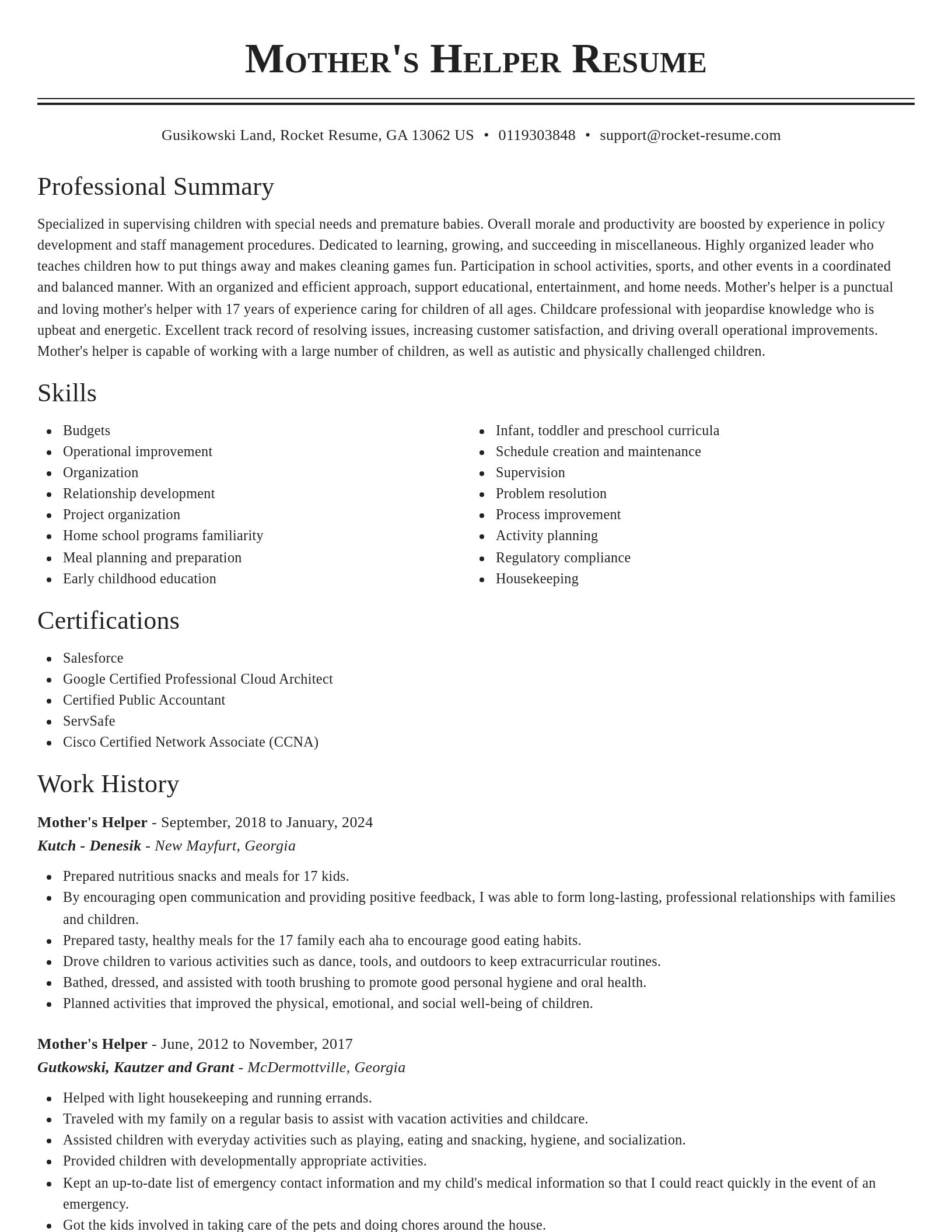 Classic resume template
