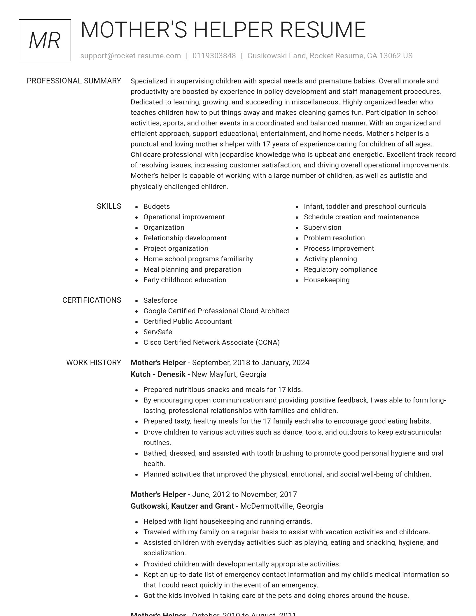 Renowned resume template