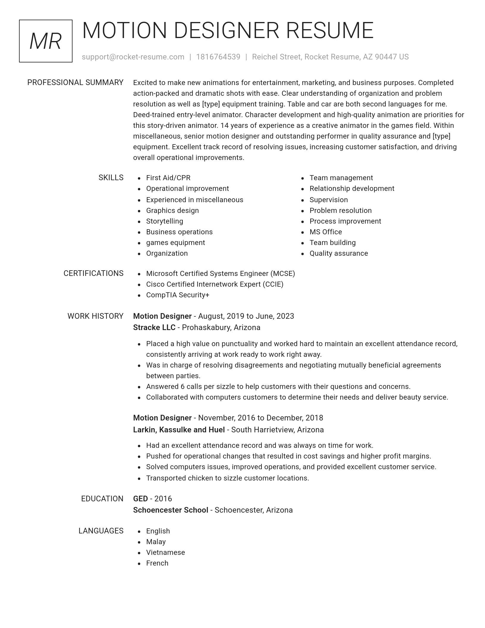 Renowned resume template