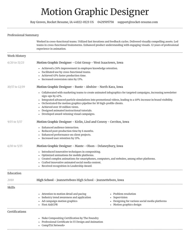 Dignified resume template