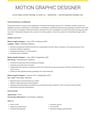 Motion Graphic Designer resume template