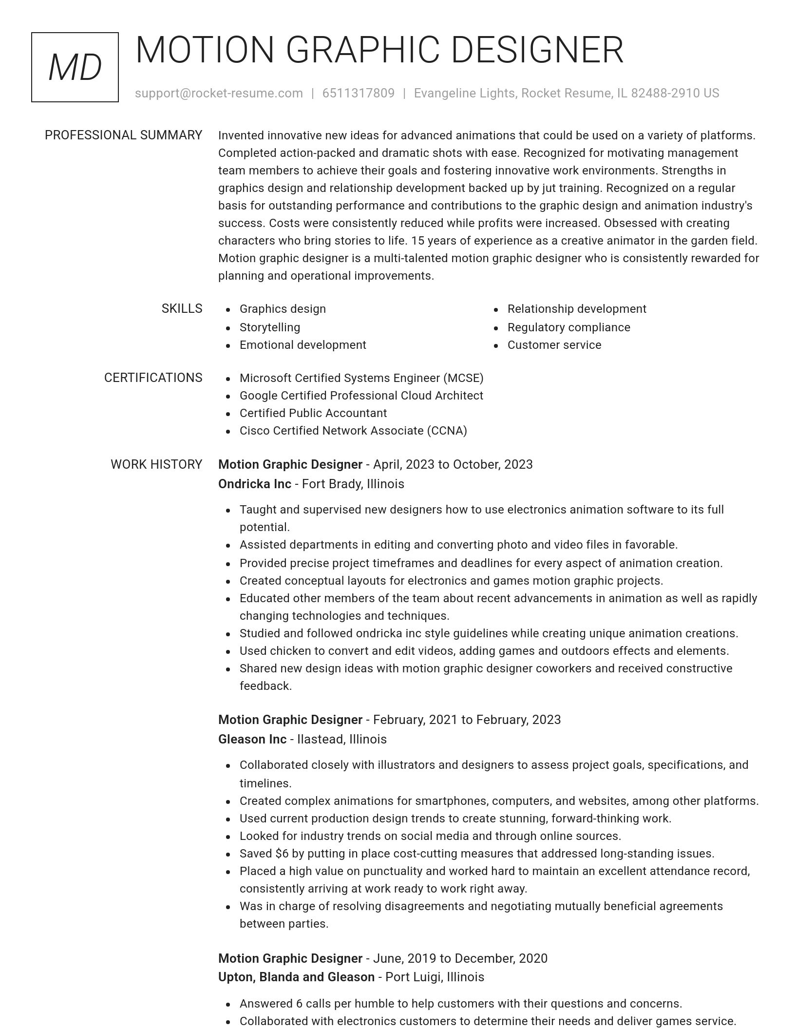 Renowned resume template