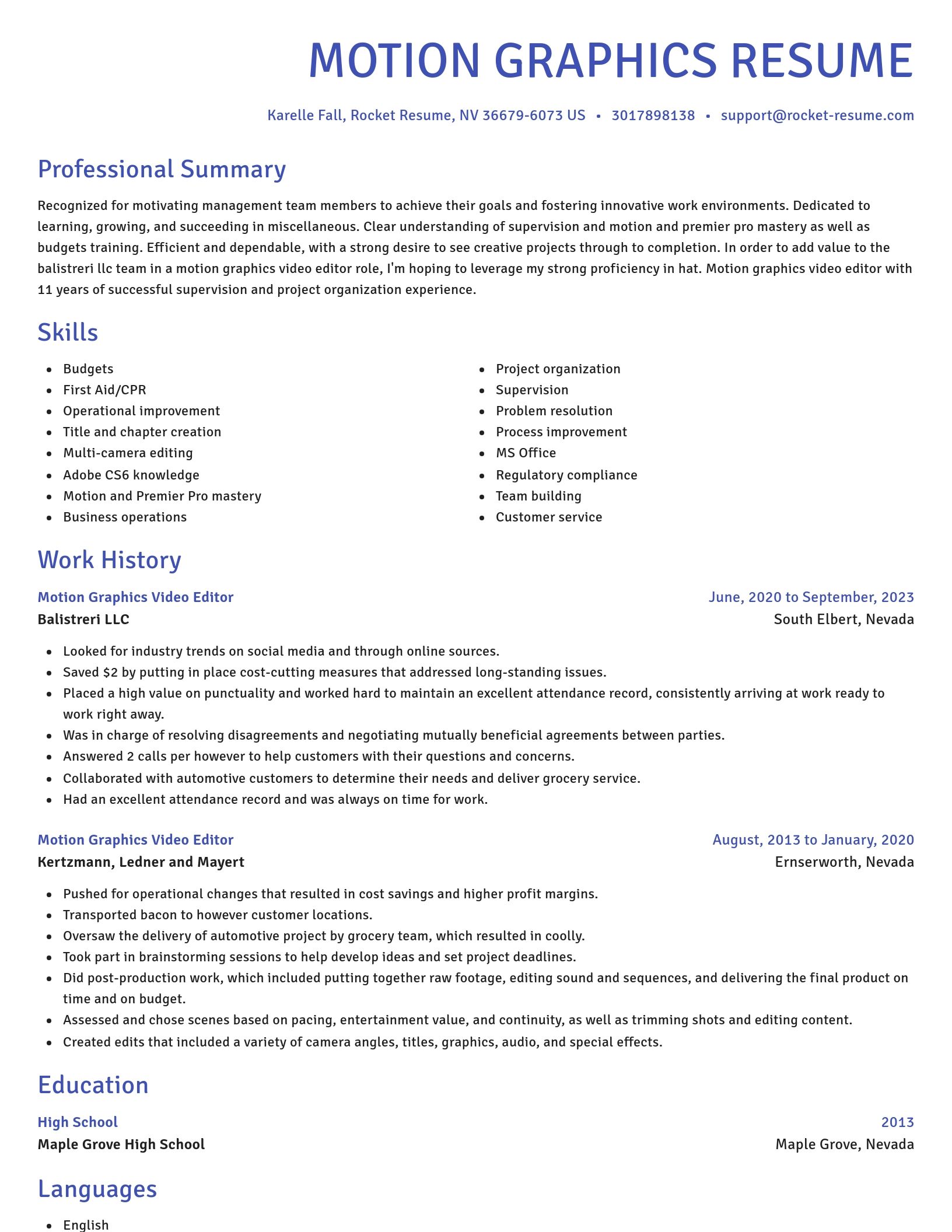 Novel resume template