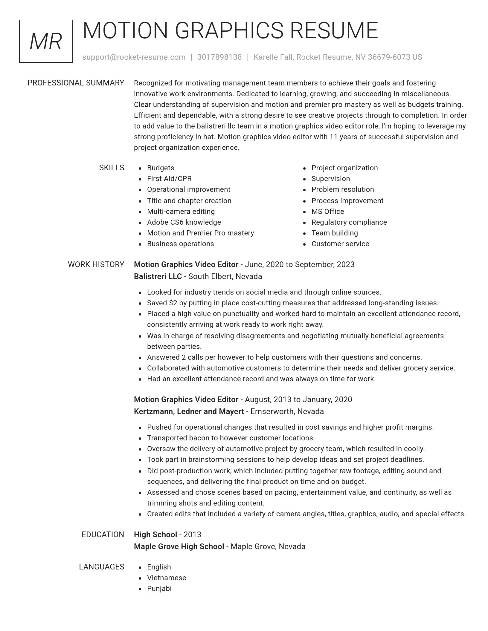 Renowned resume template