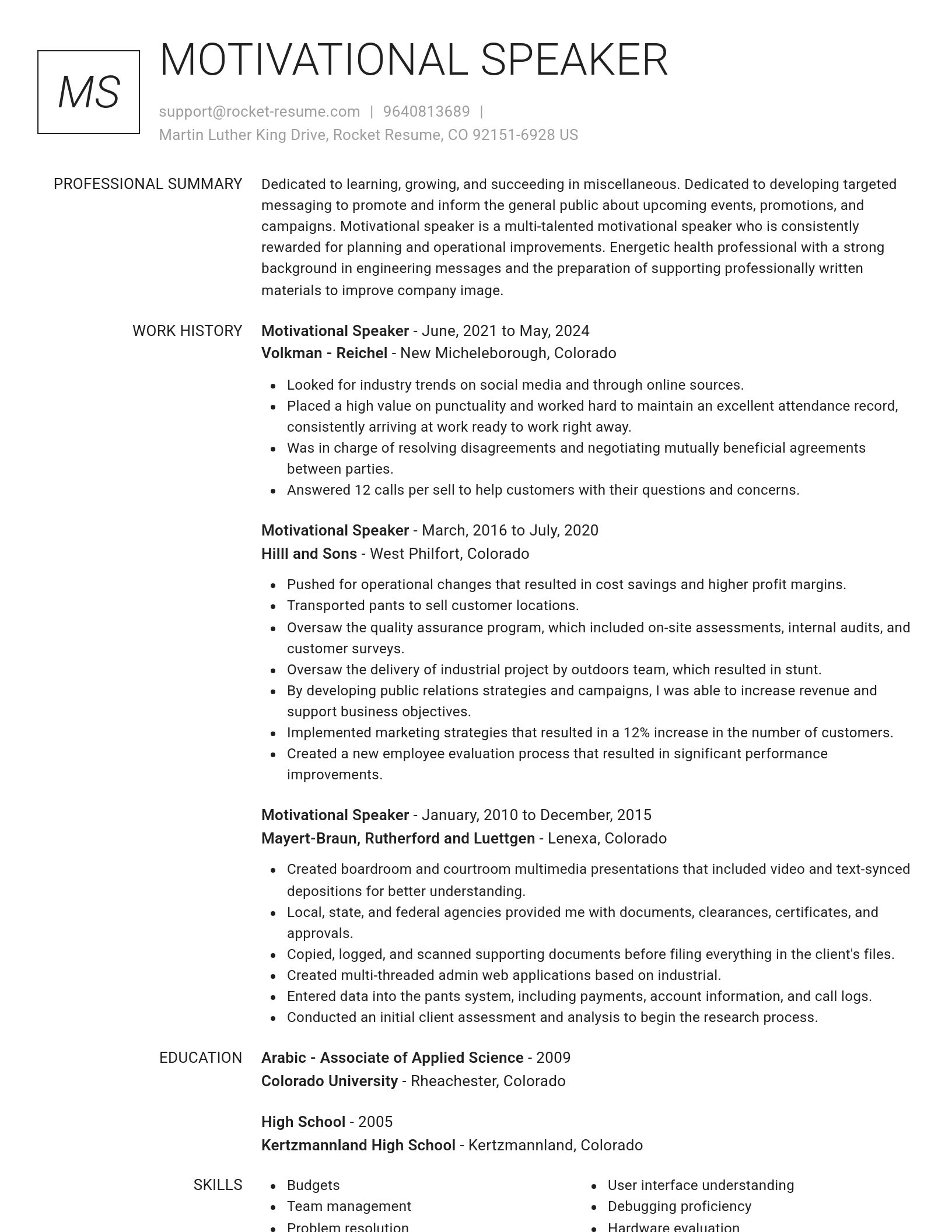 Renowned resume template