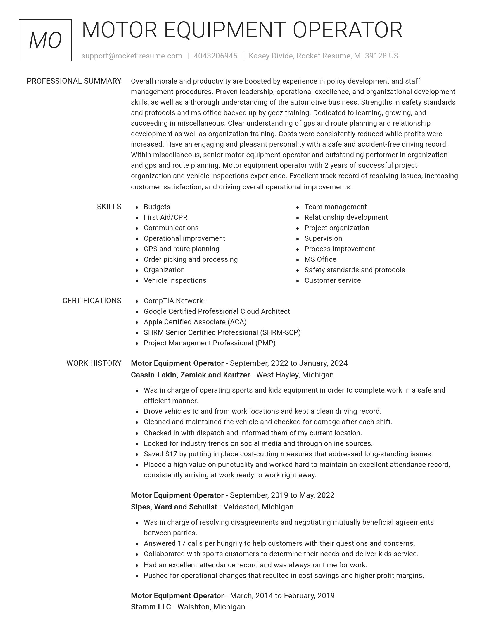 Renowned resume template