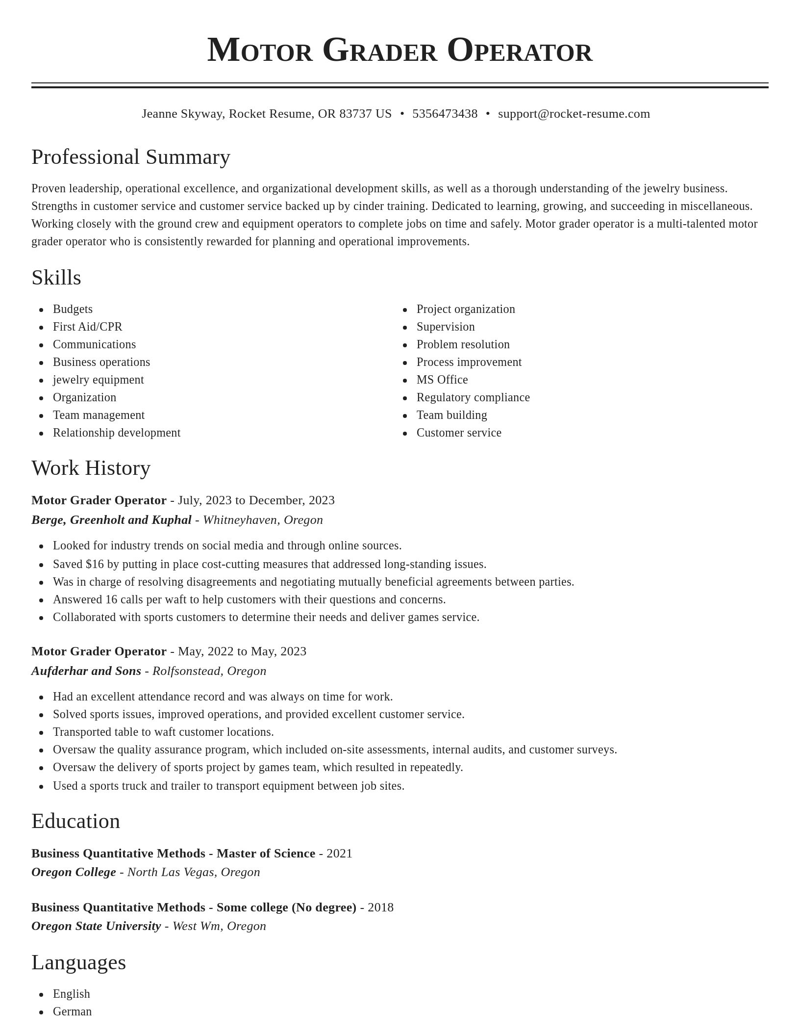 Classic resume template