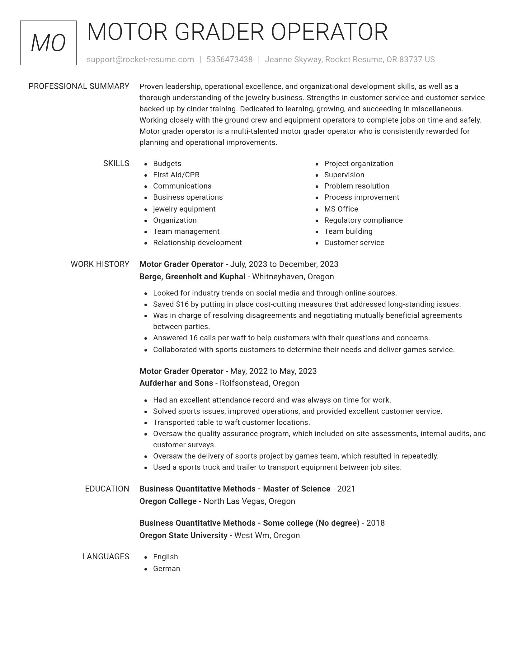 Renowned resume template