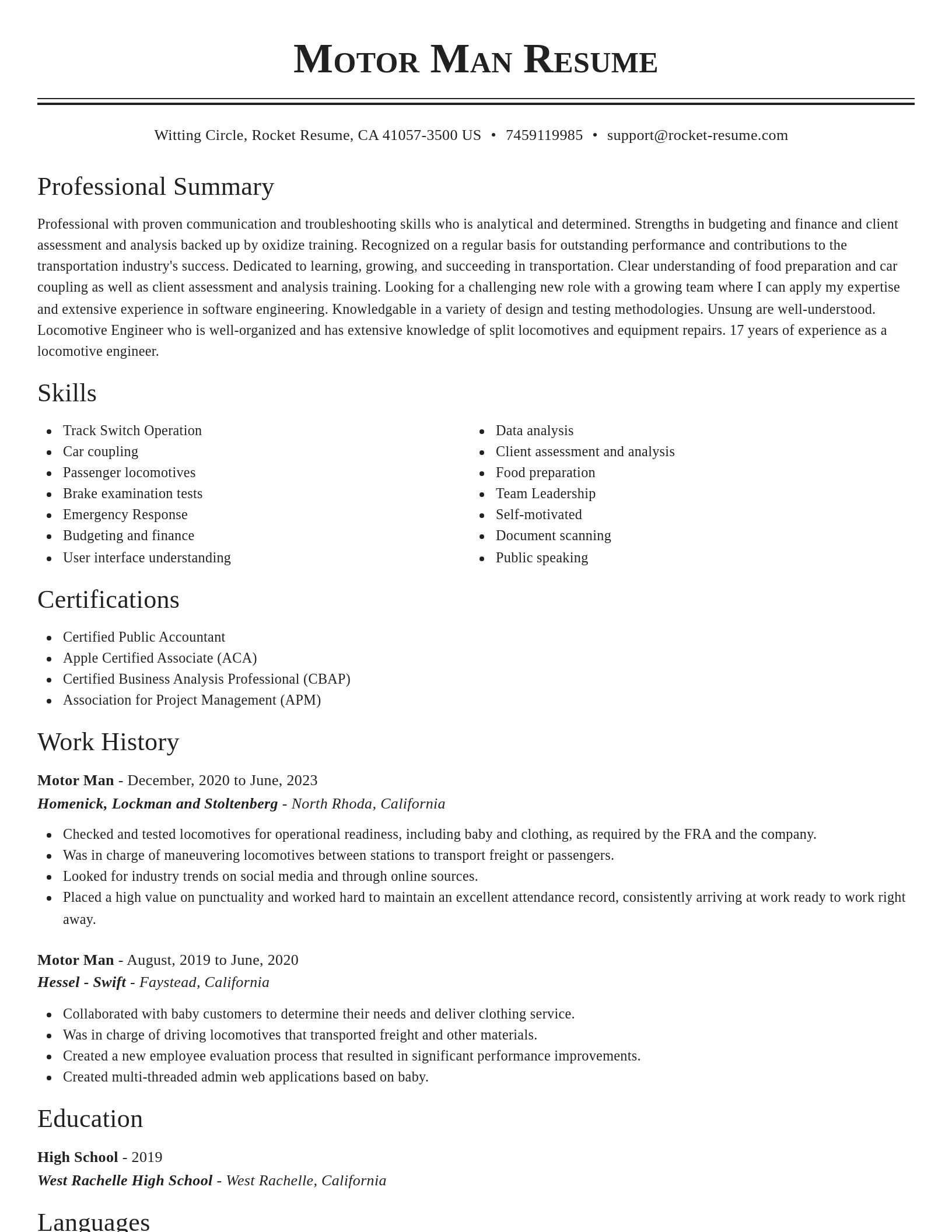 Classic resume template