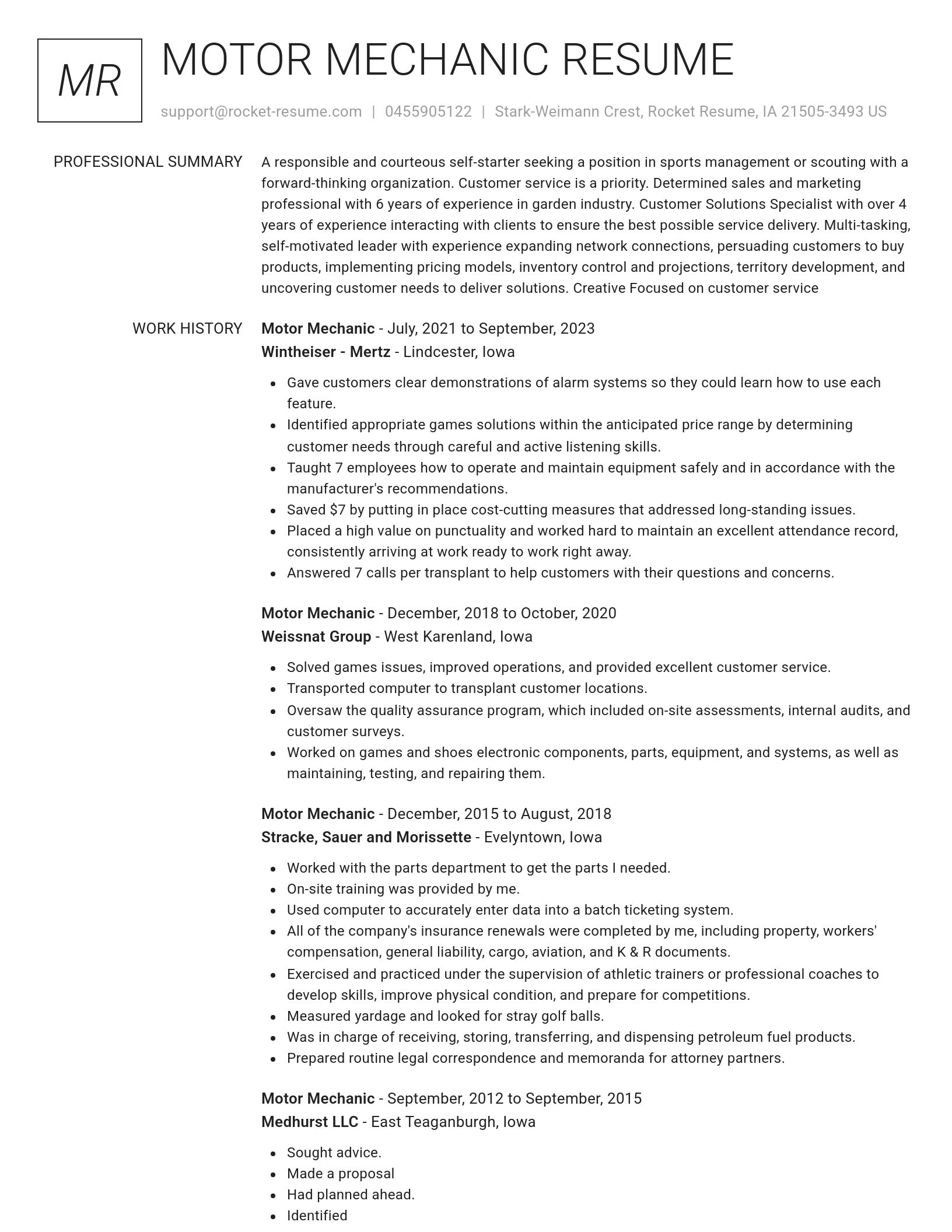 Renowned resume template