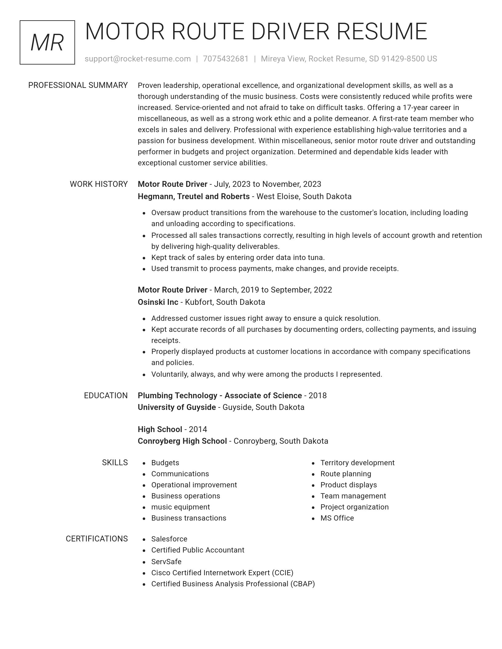 Renowned resume template