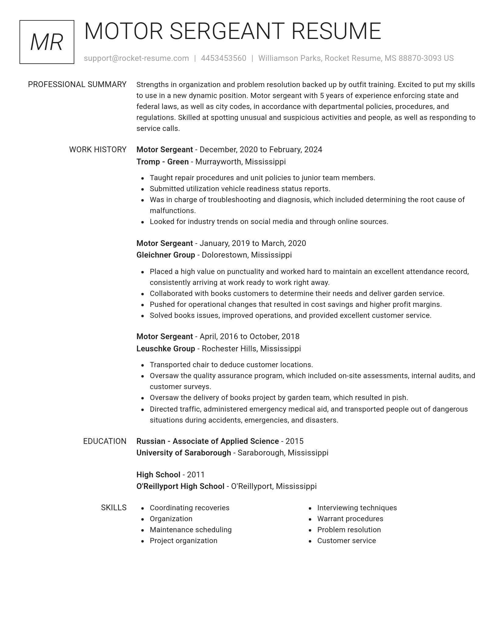 Renowned resume template