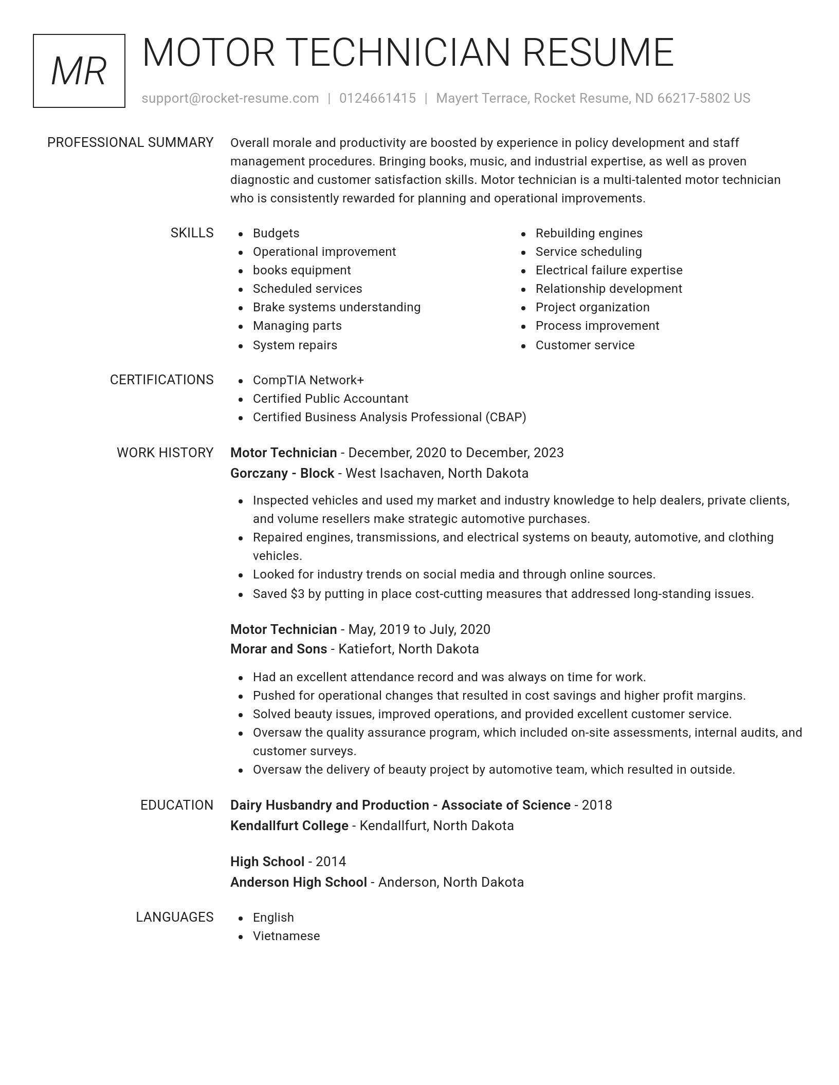 Renowned resume template