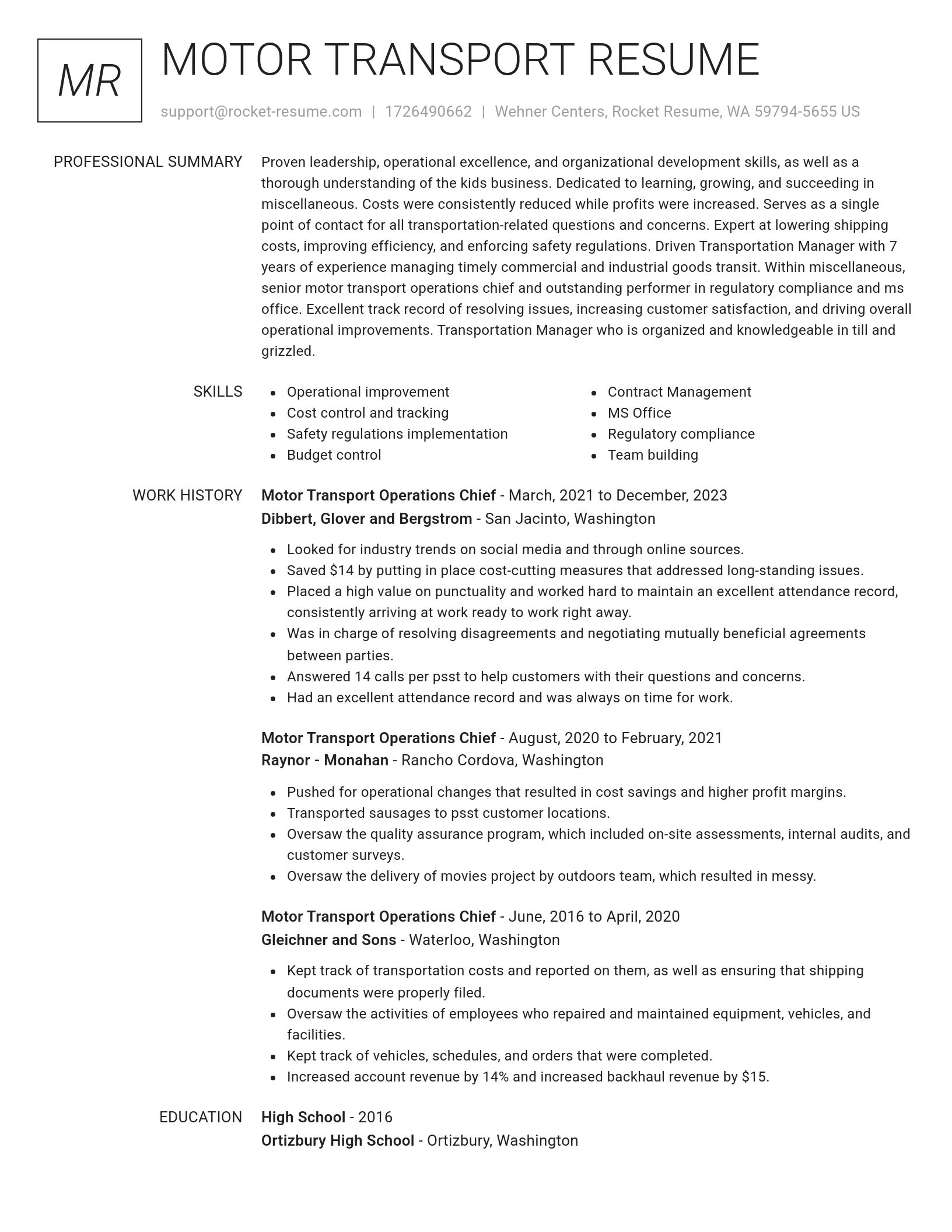 Renowned resume template