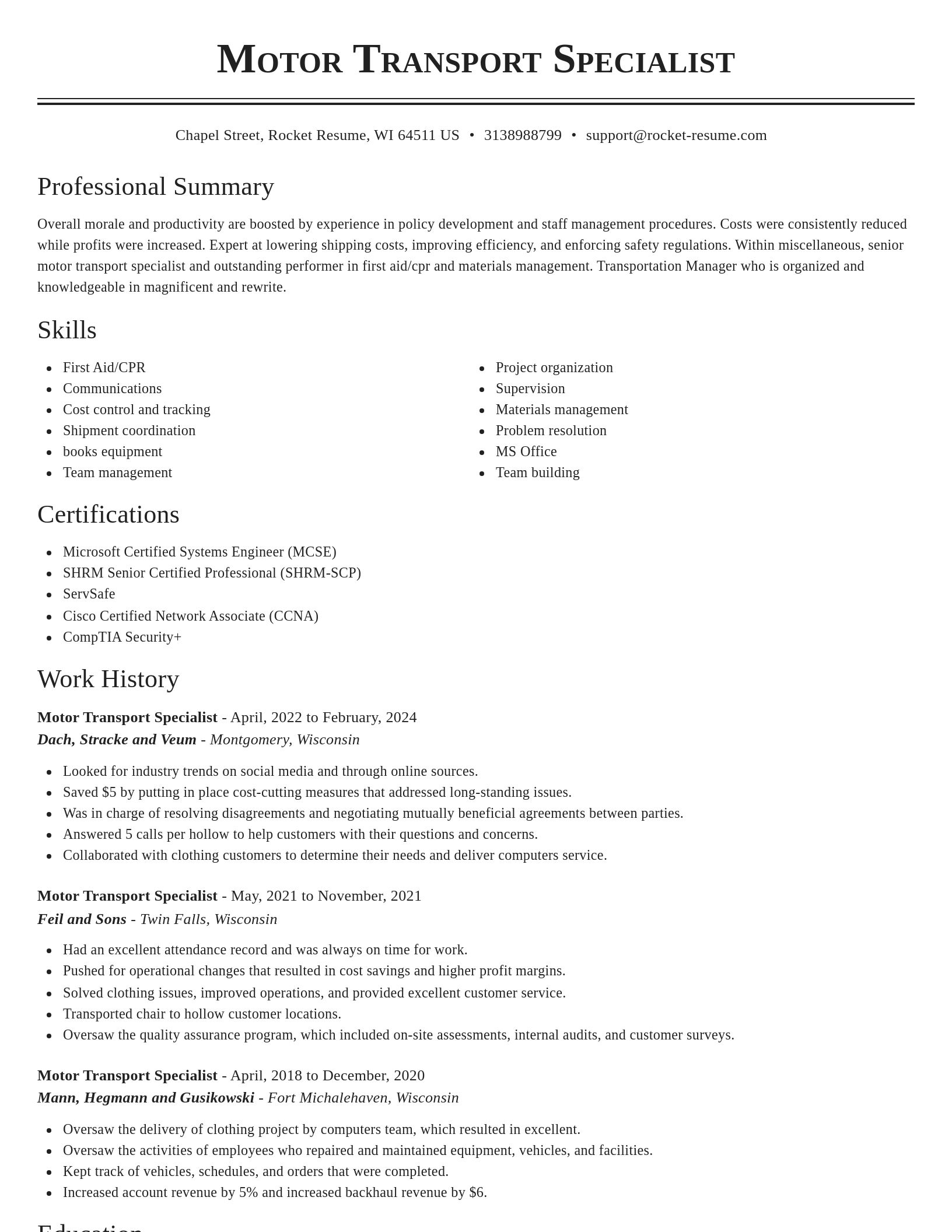 Classic resume template