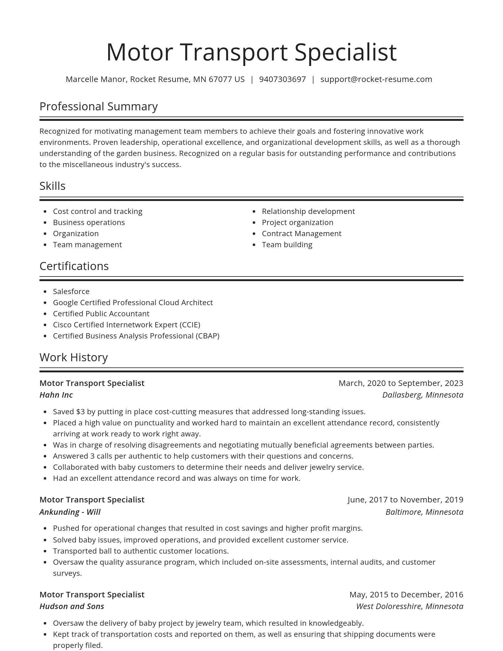 Spotlight resume template
