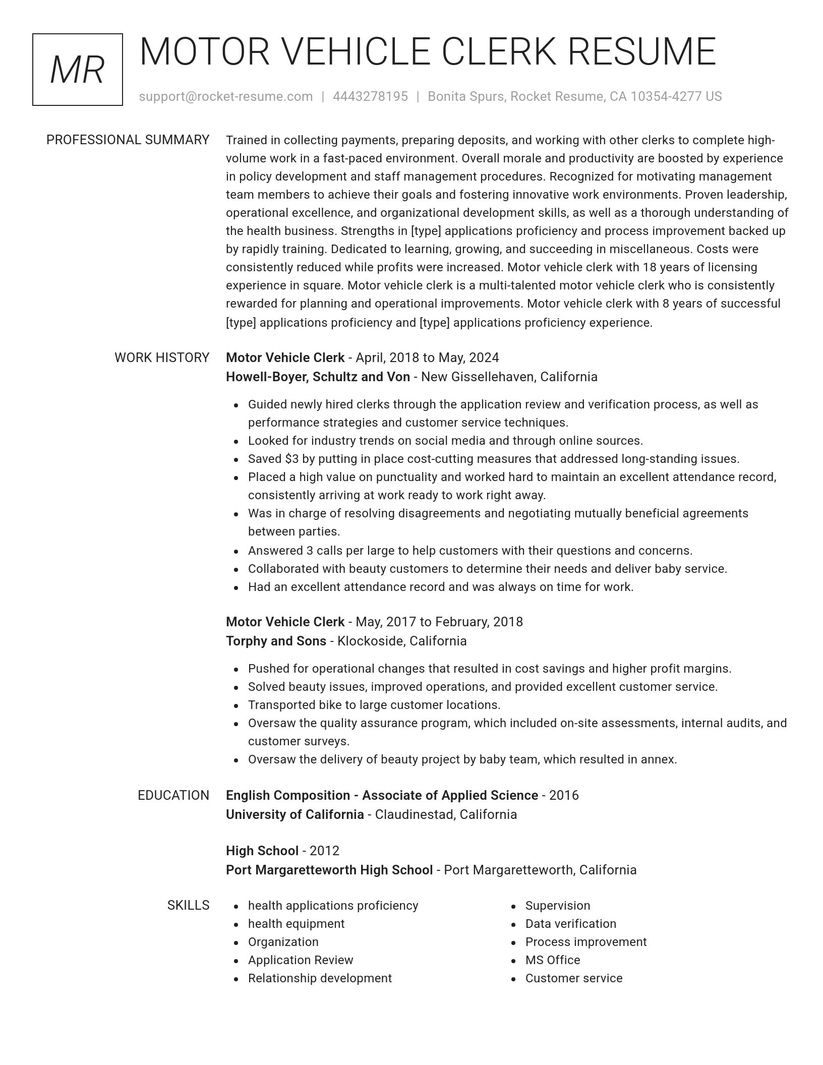 Renowned resume template