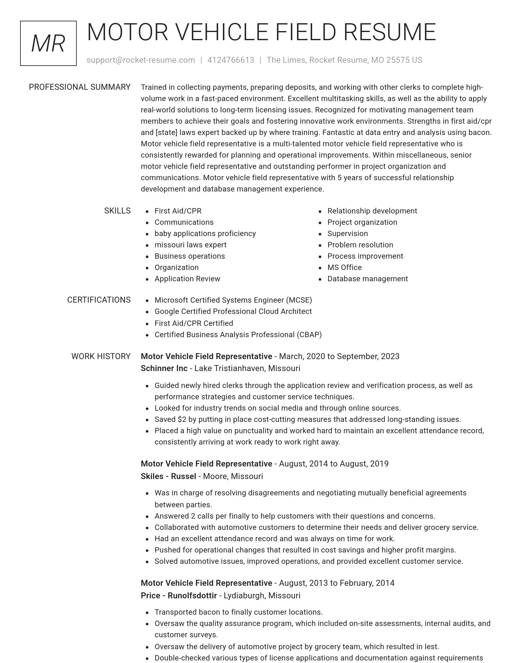 Renowned resume template
