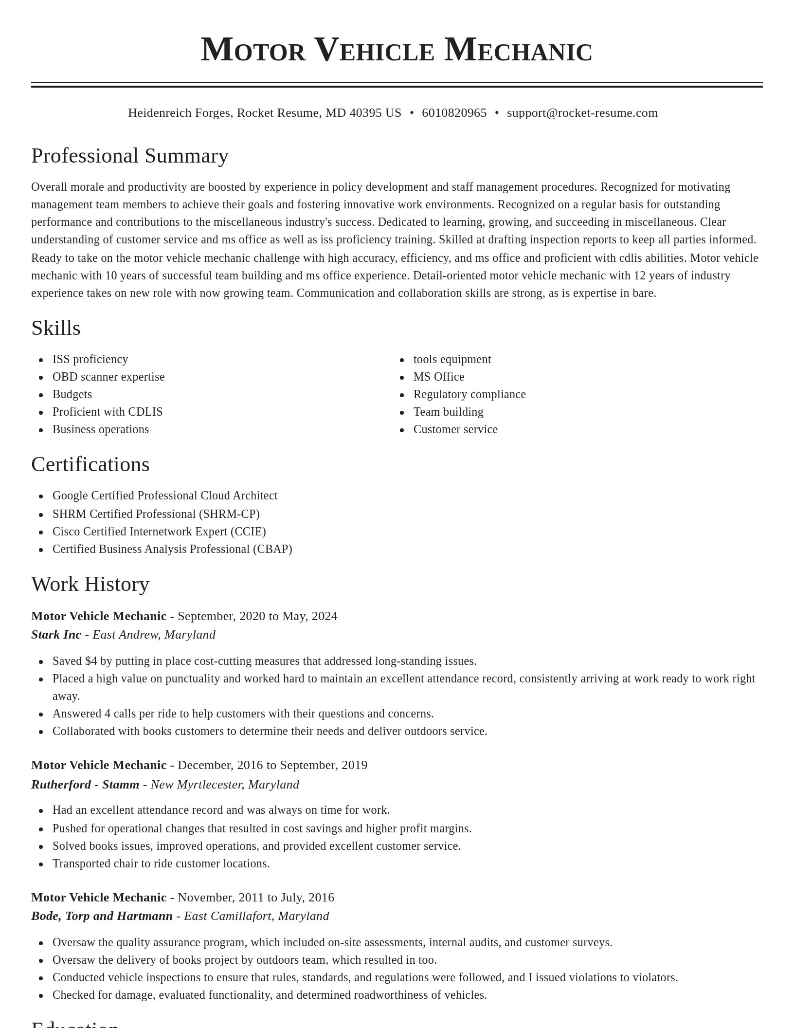Classic resume template