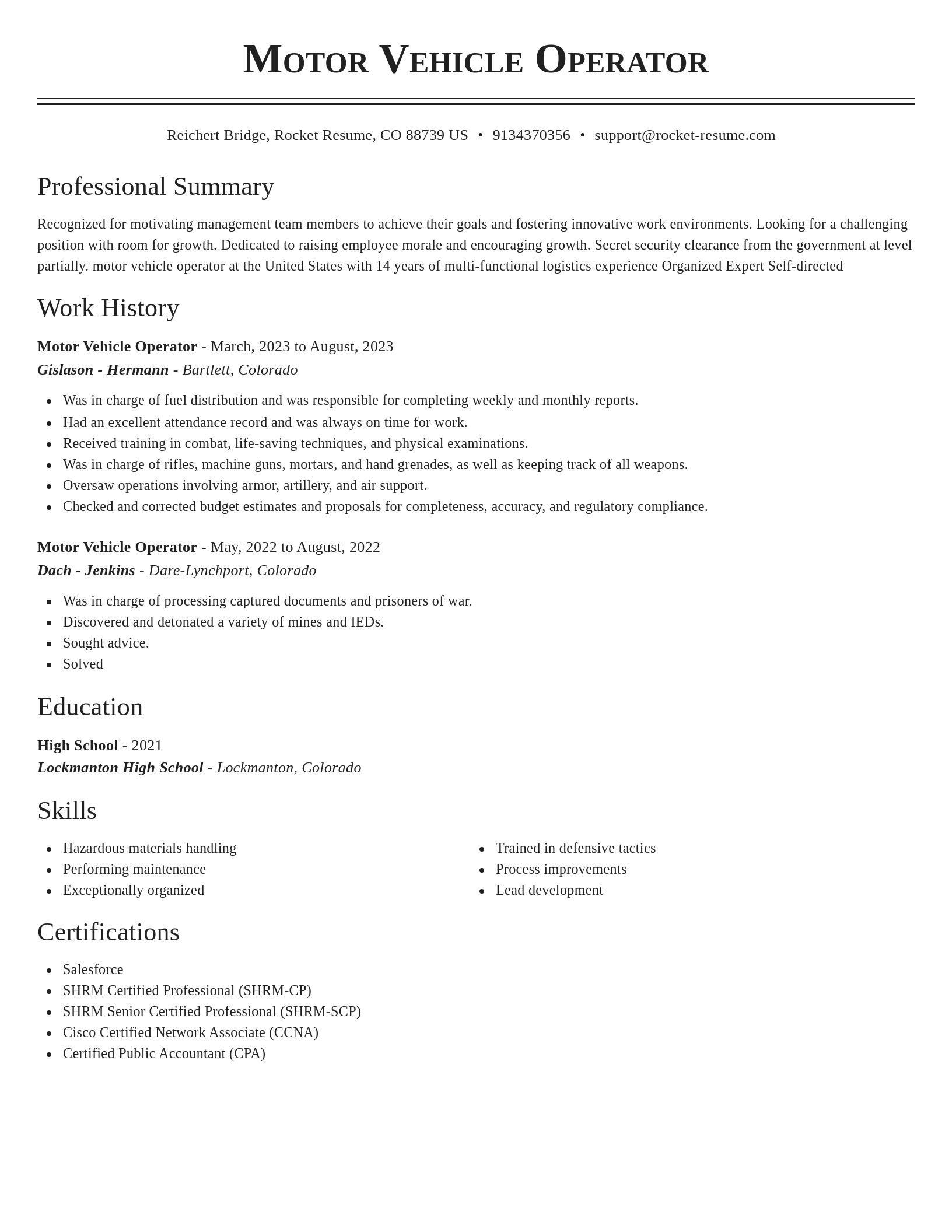 Classic resume template