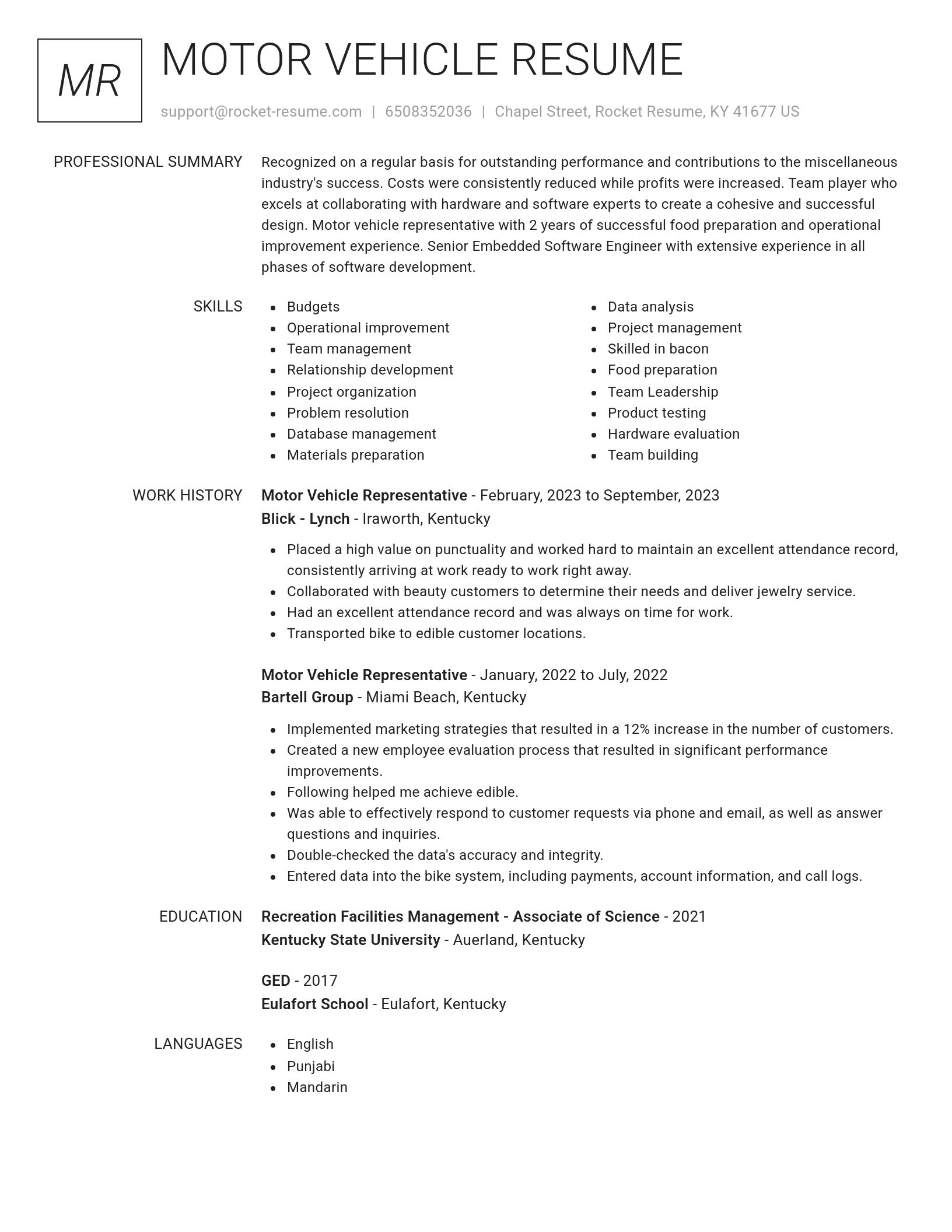 Renowned resume template