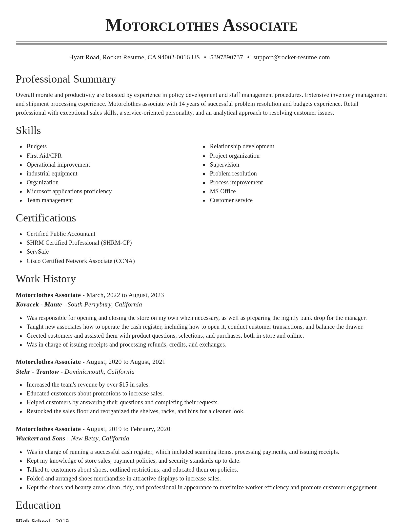 Classic resume template