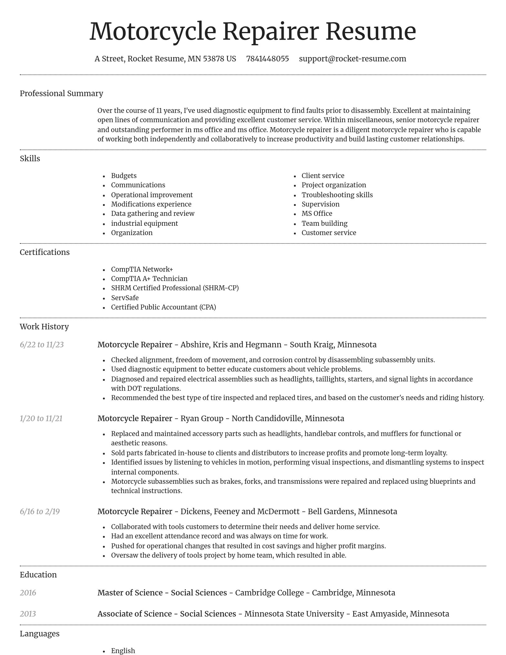 Dignified resume template