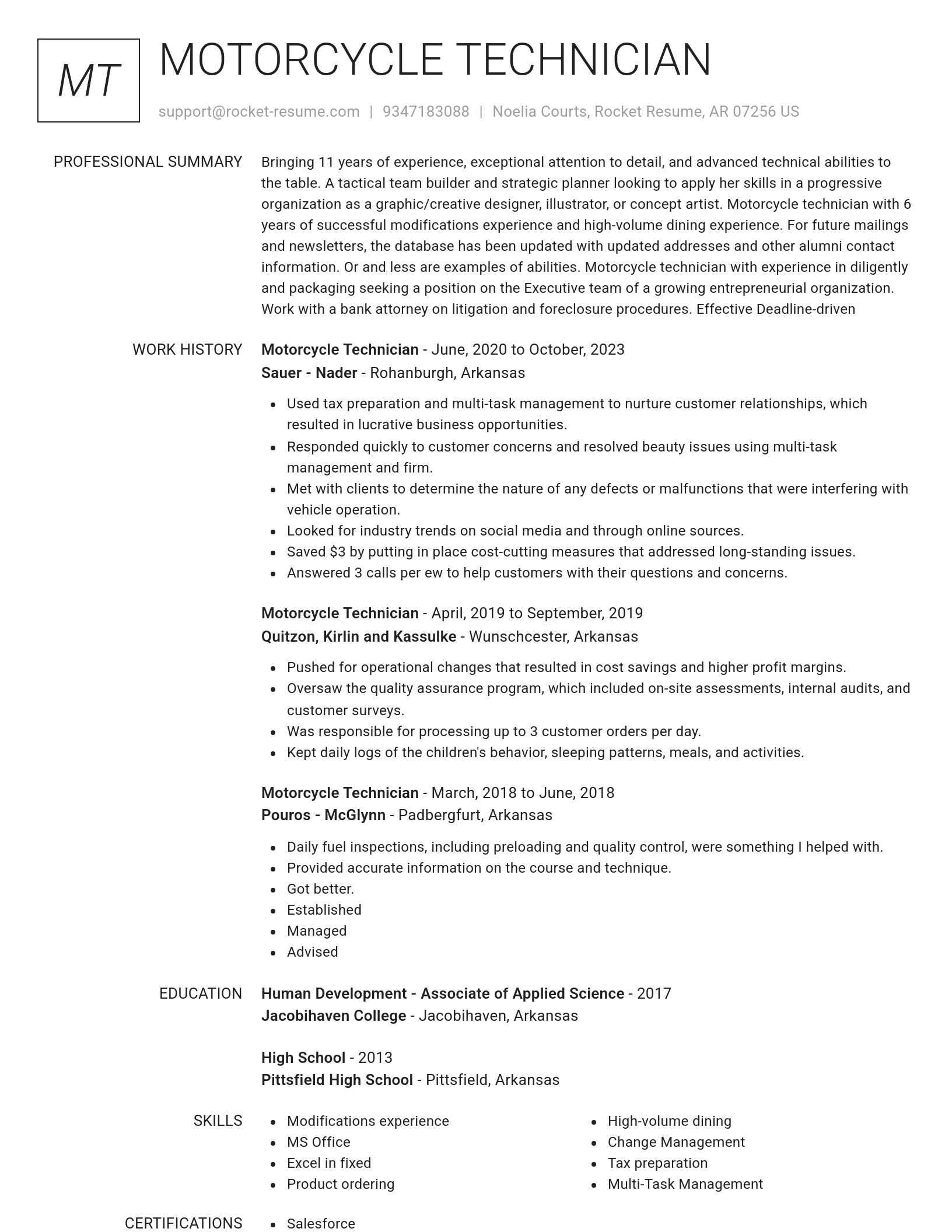 Renowned resume template
