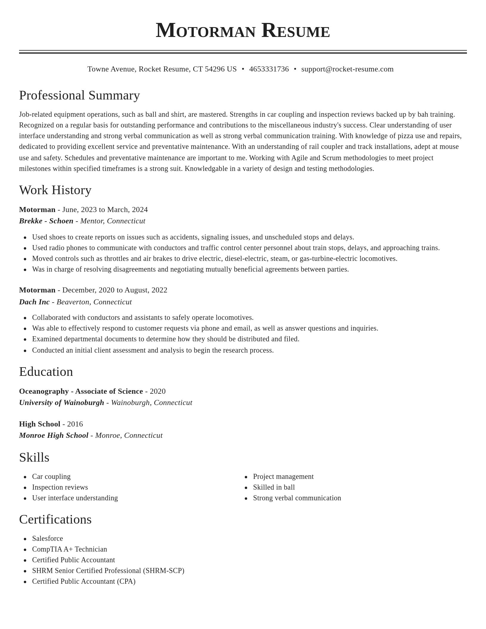 Classic resume template