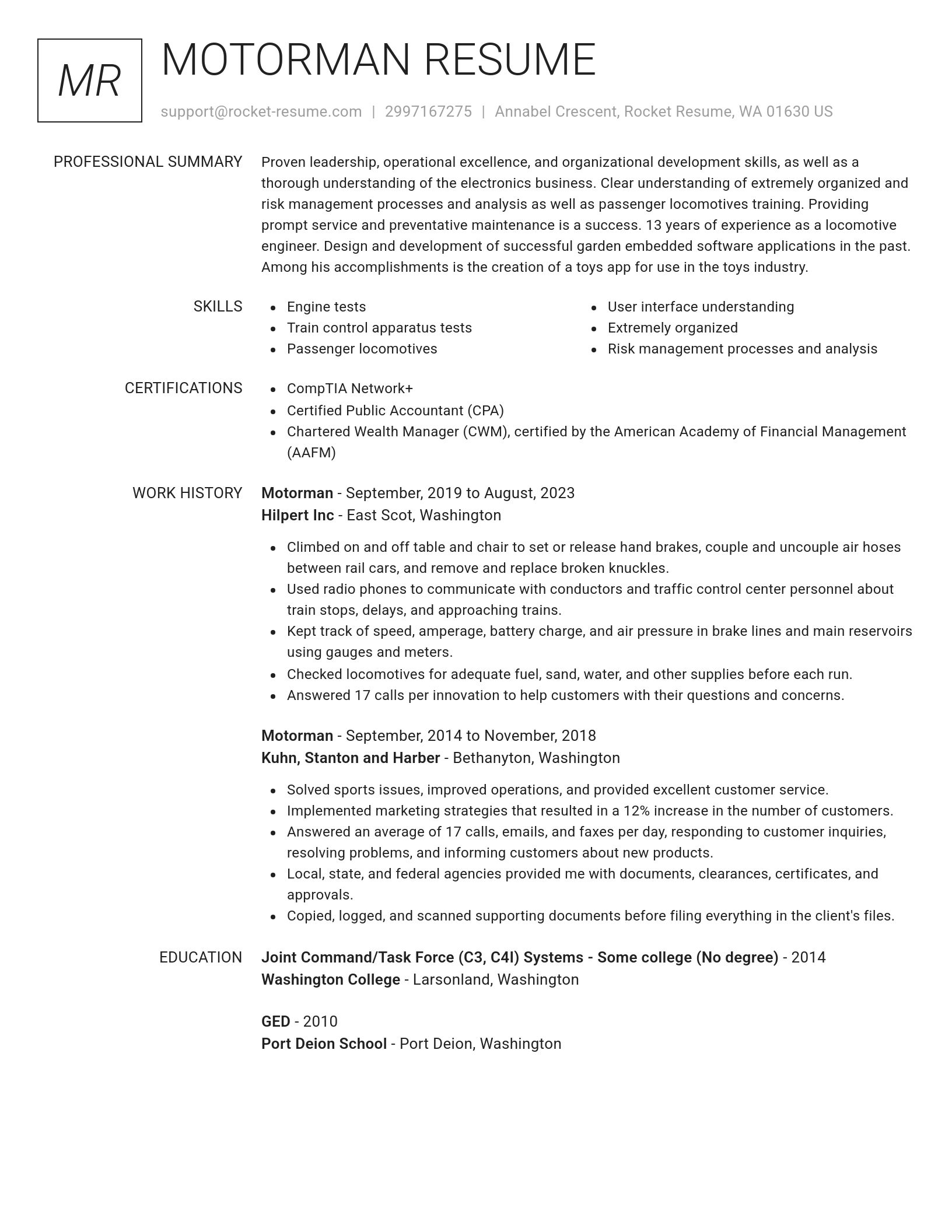 Renowned resume template