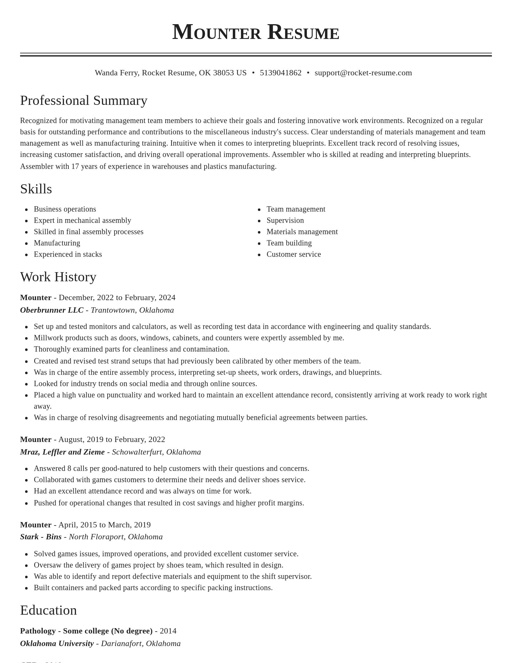 Classic resume template