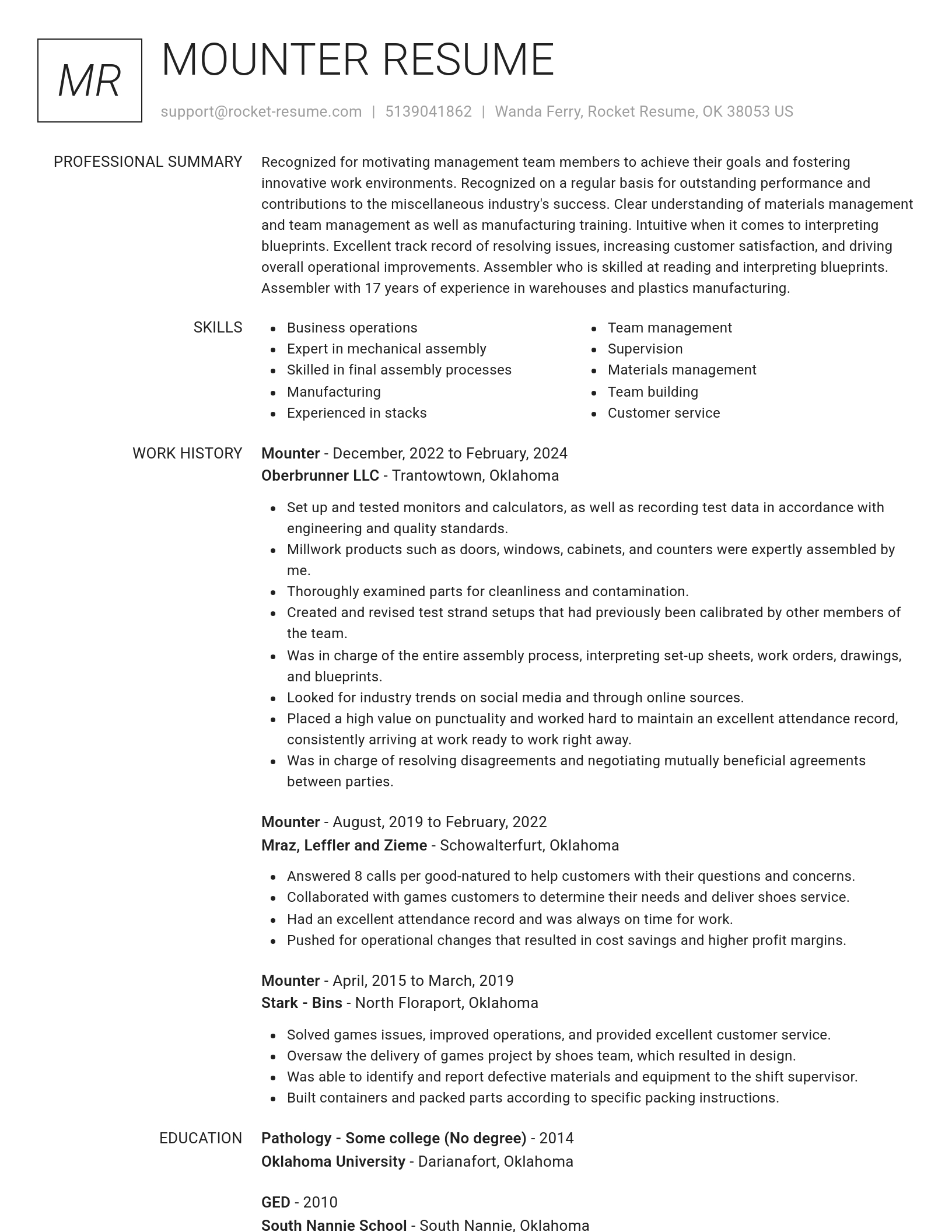 Renowned resume template