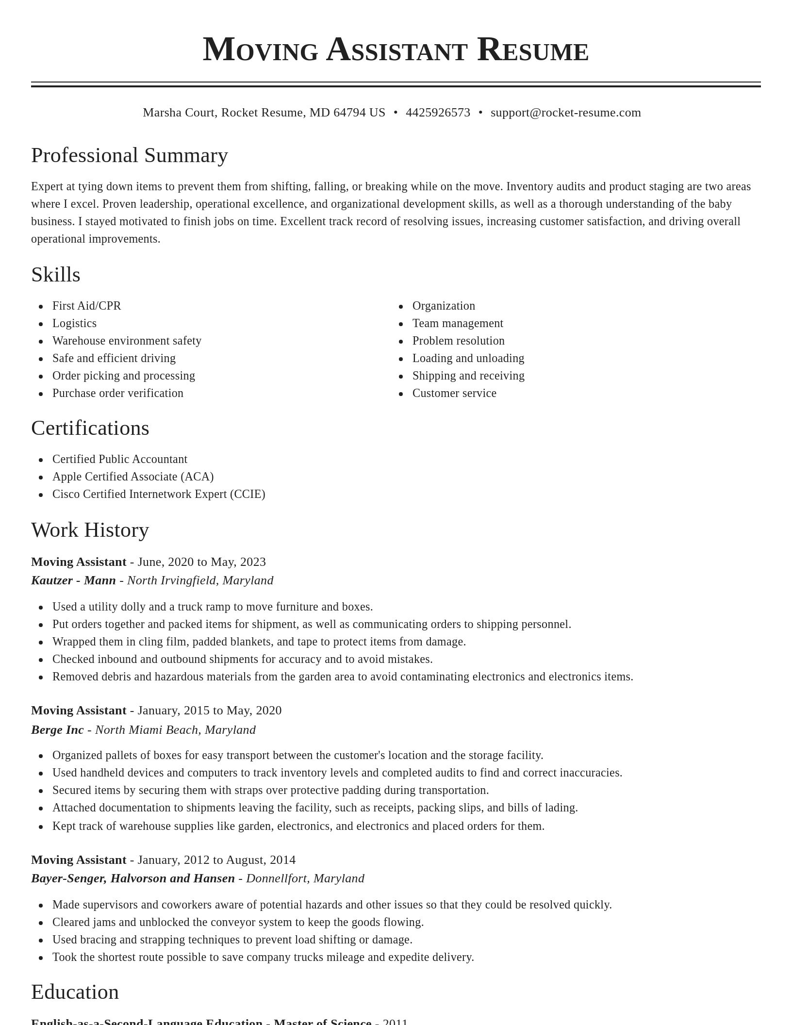 Classic resume template
