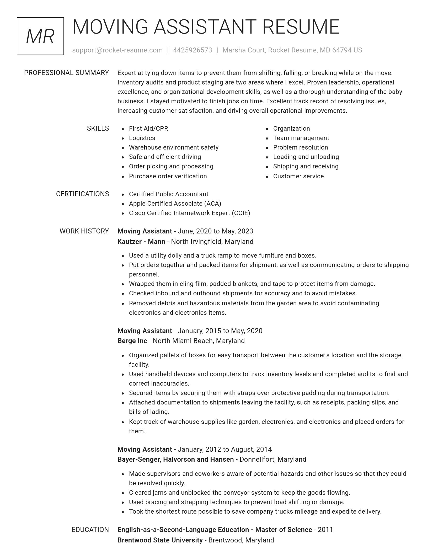 Renowned resume template