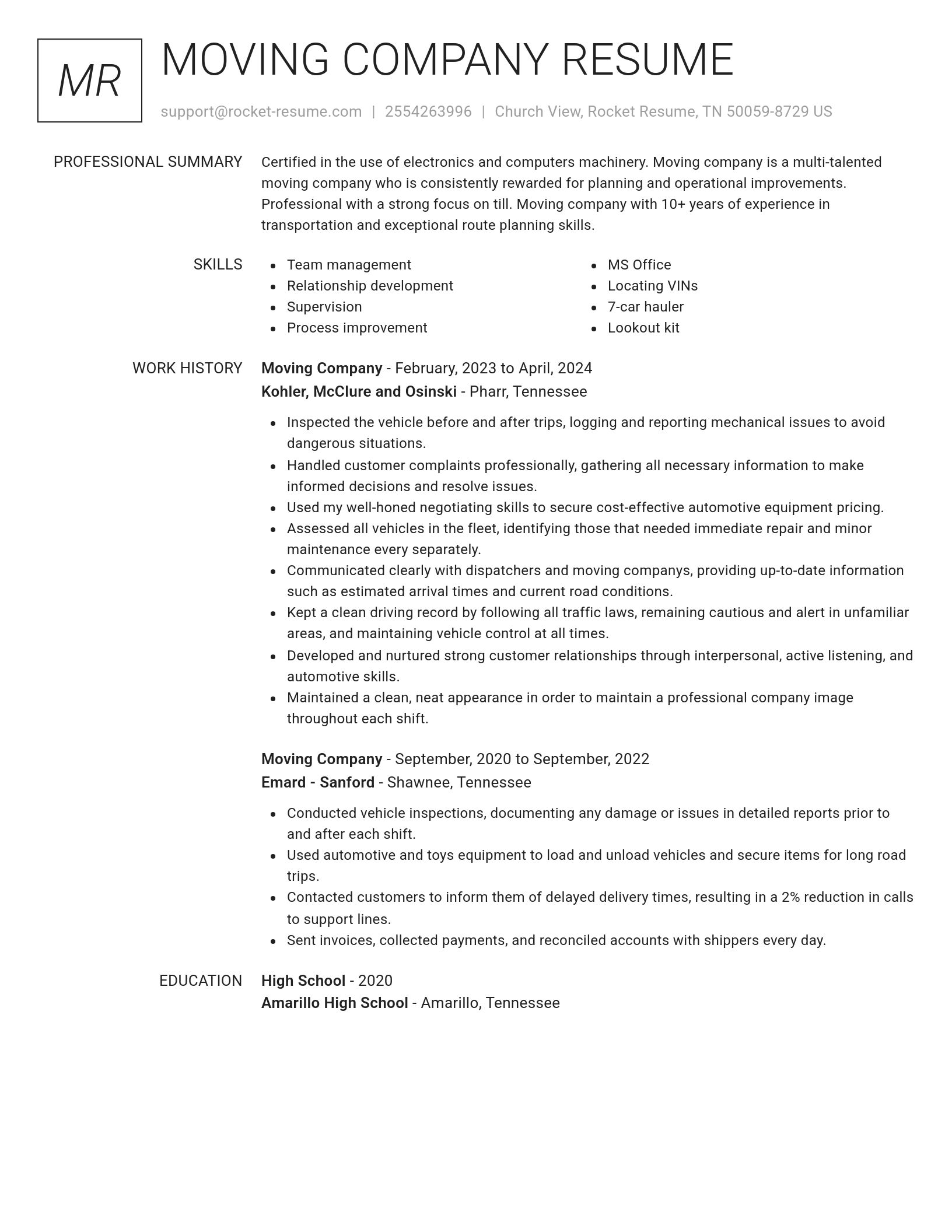 Renowned resume template