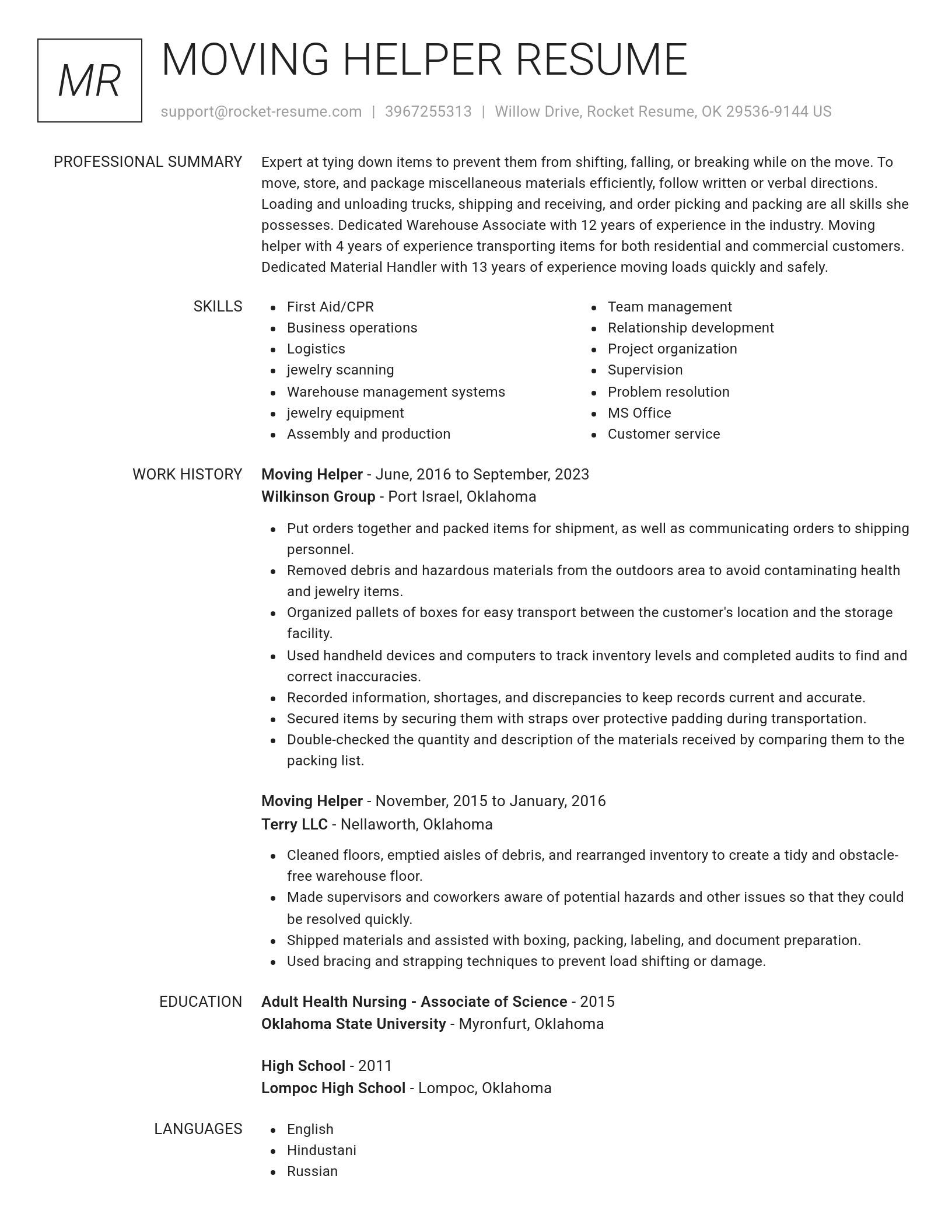 Renowned resume template