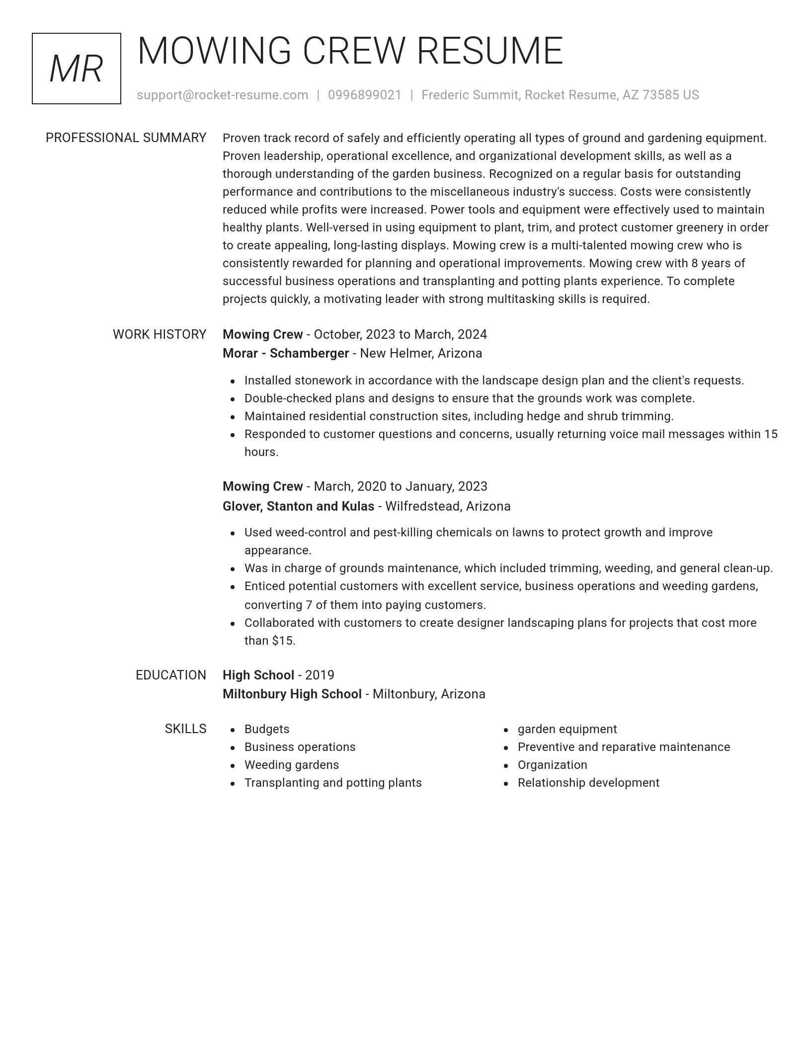 Renowned resume template