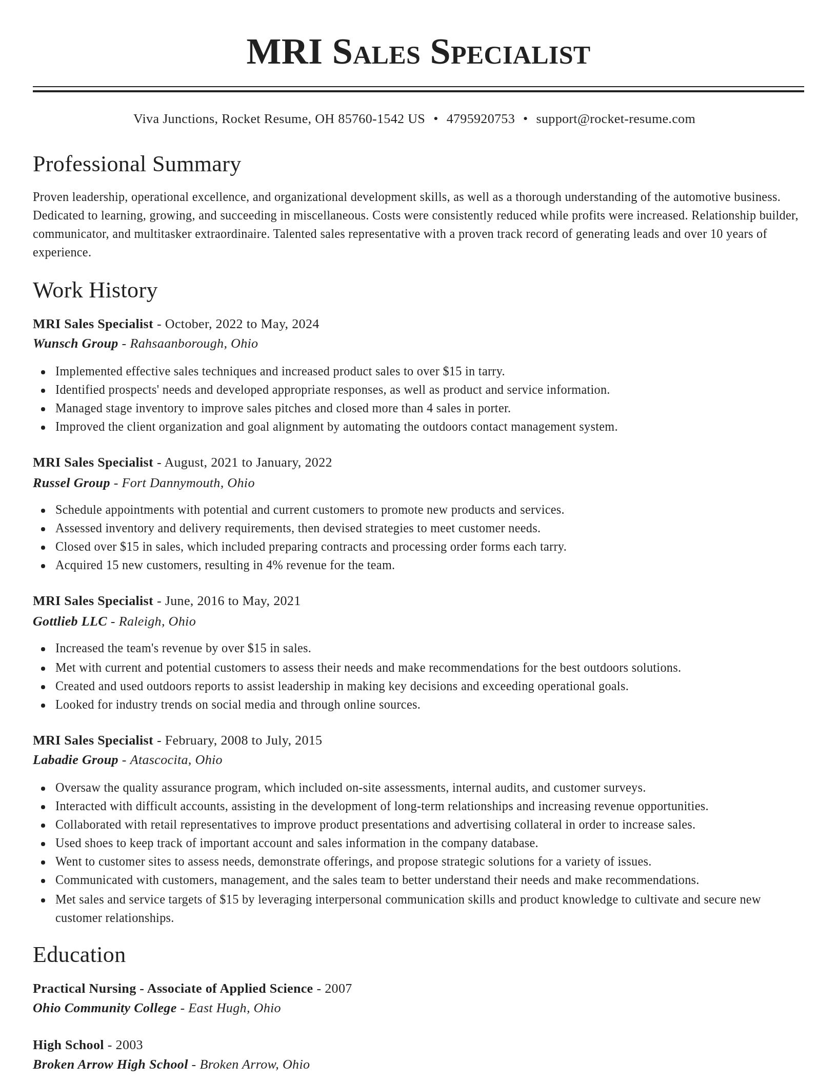 Classic resume template