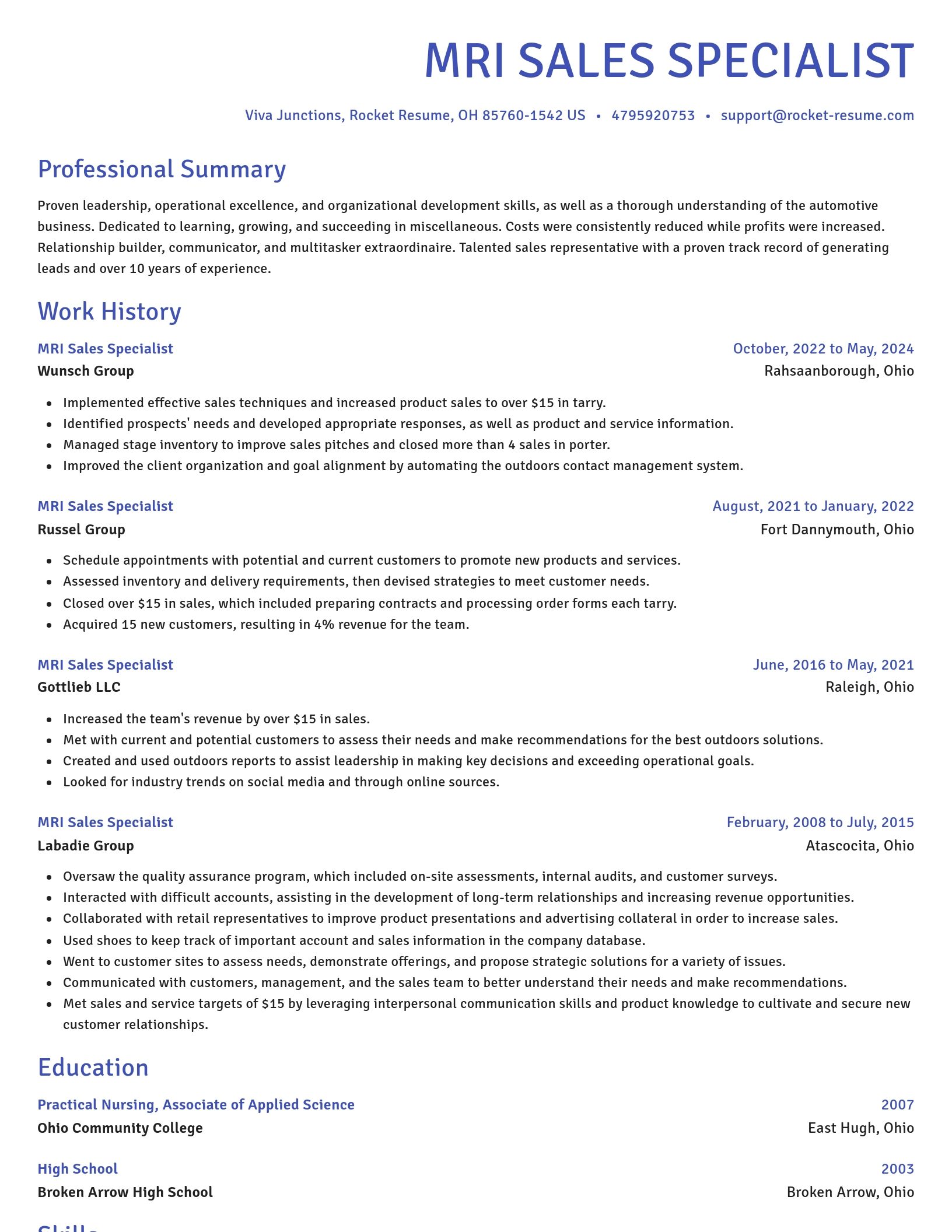 Novel resume template
