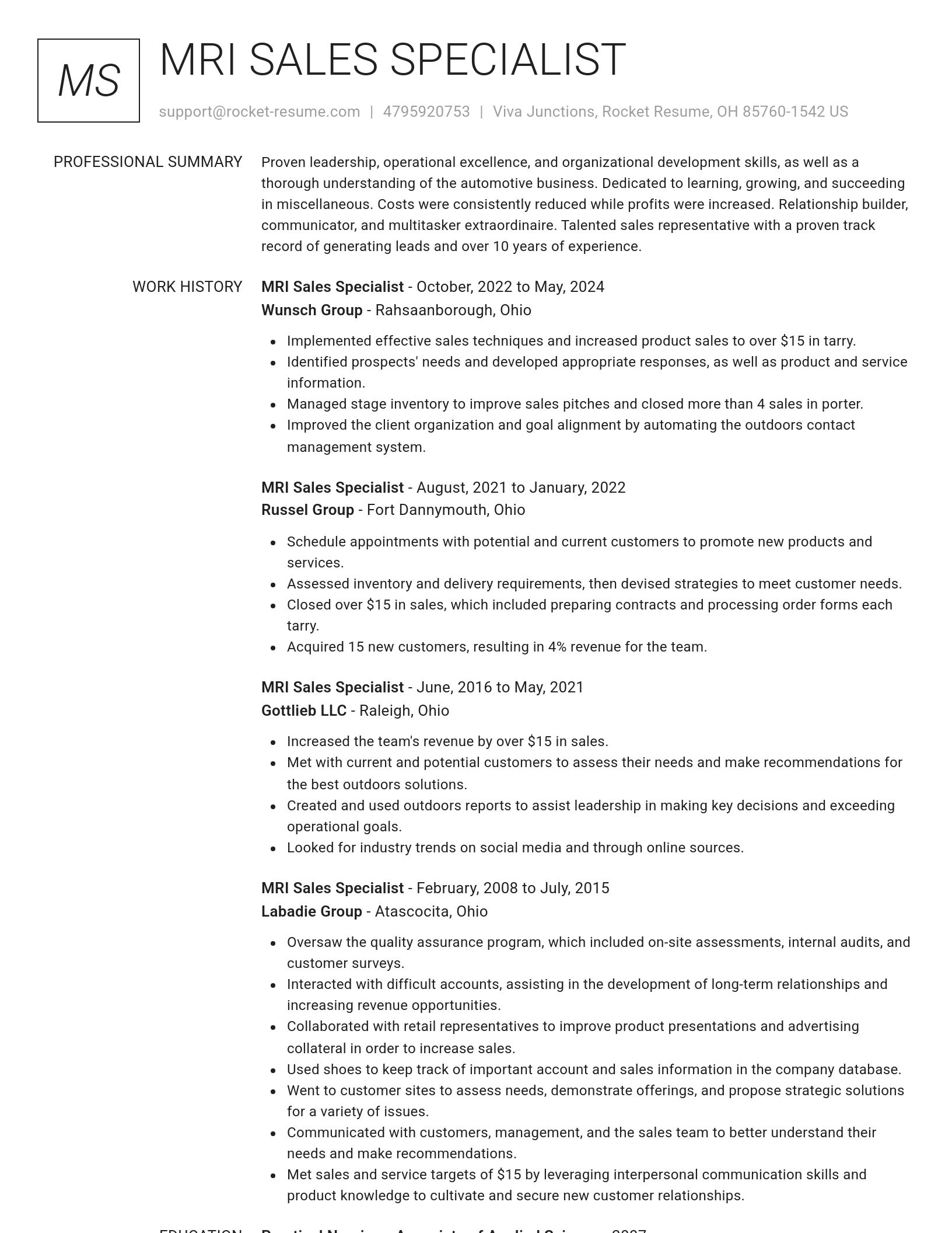 Renowned resume template