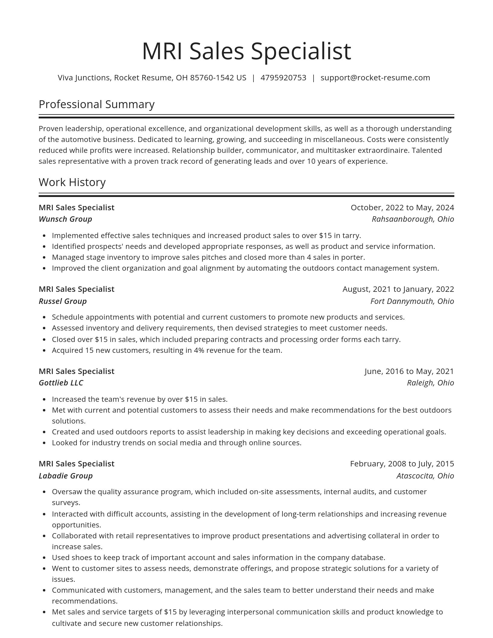 Spotlight resume template