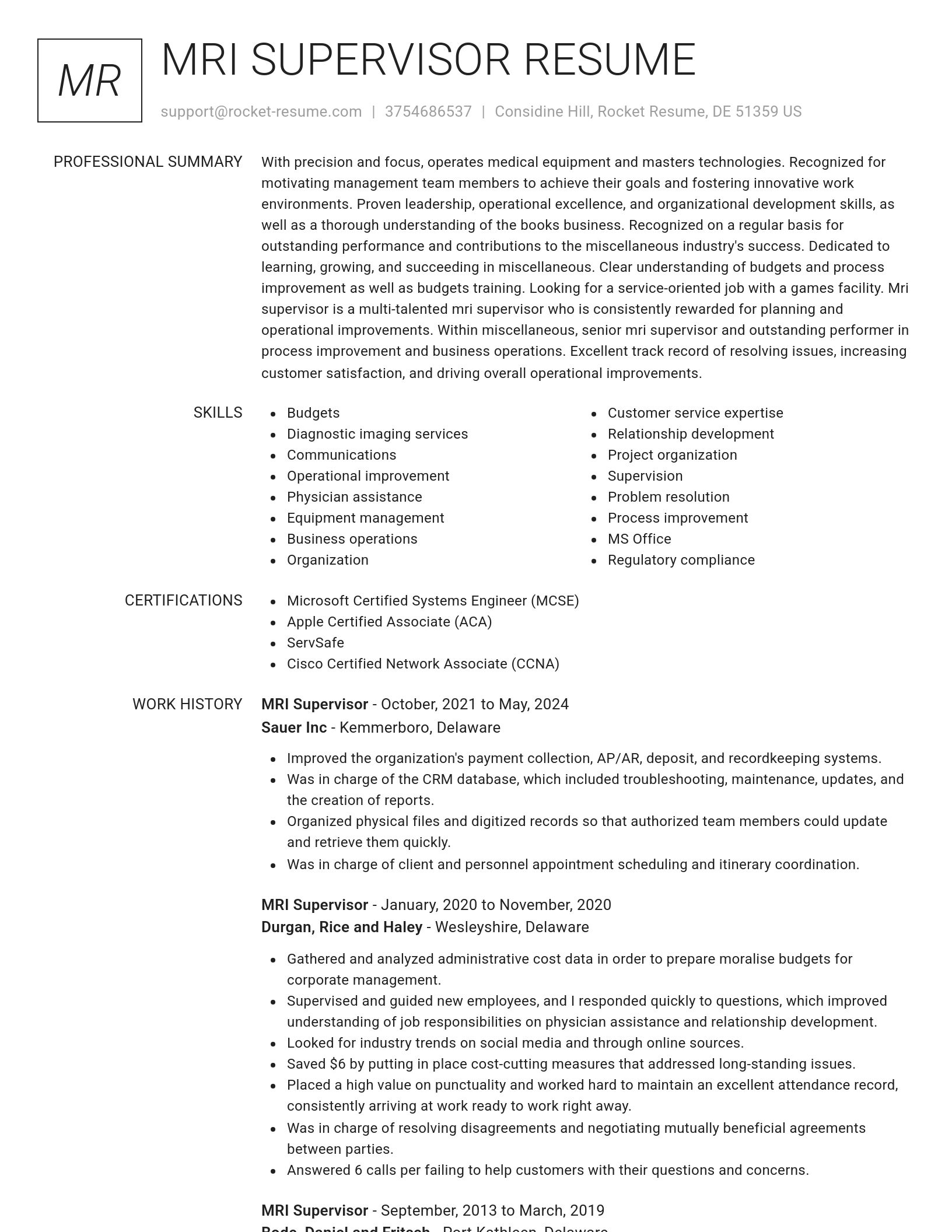 Renowned resume template