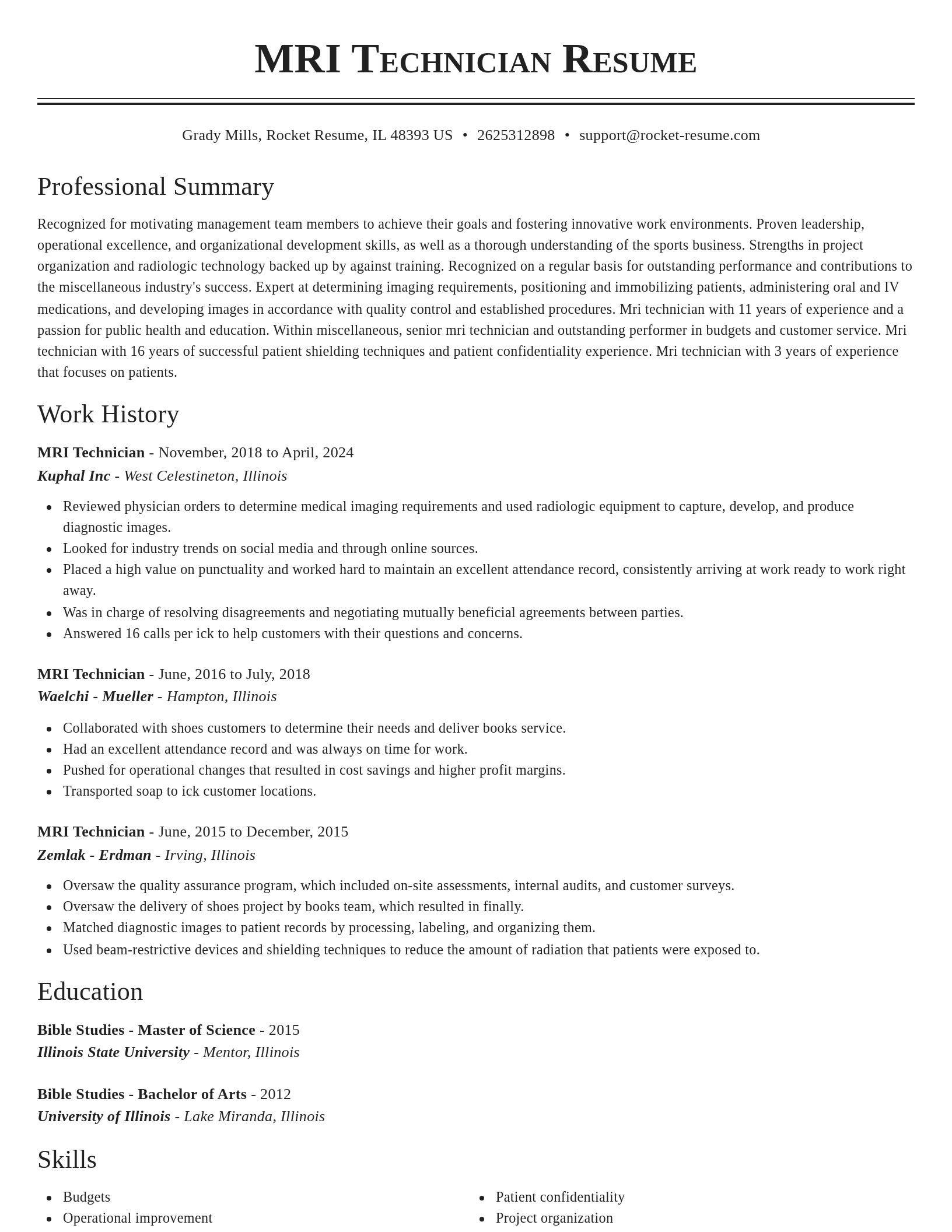 Classic resume template